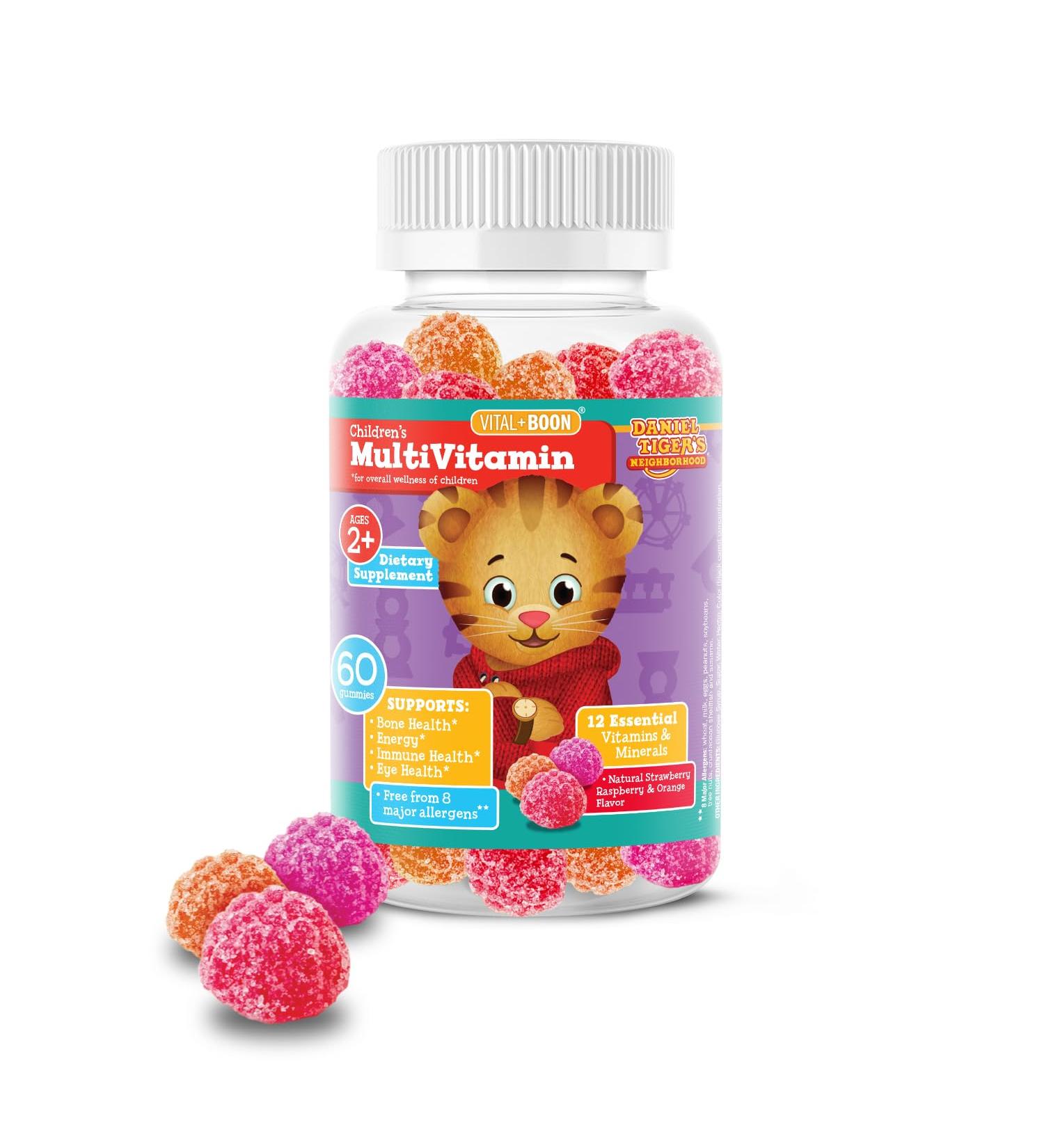 Daniel Tiger - Kids Multivitamin Gummies (60 Gummy Bottle) Toddler 2+ & Kids Vitamins - 12 Essential Vitamins & Minerals to Support Bone Health Energy Immune Health & Eye Health - Non GMO - Buy Online on GoSupps.com