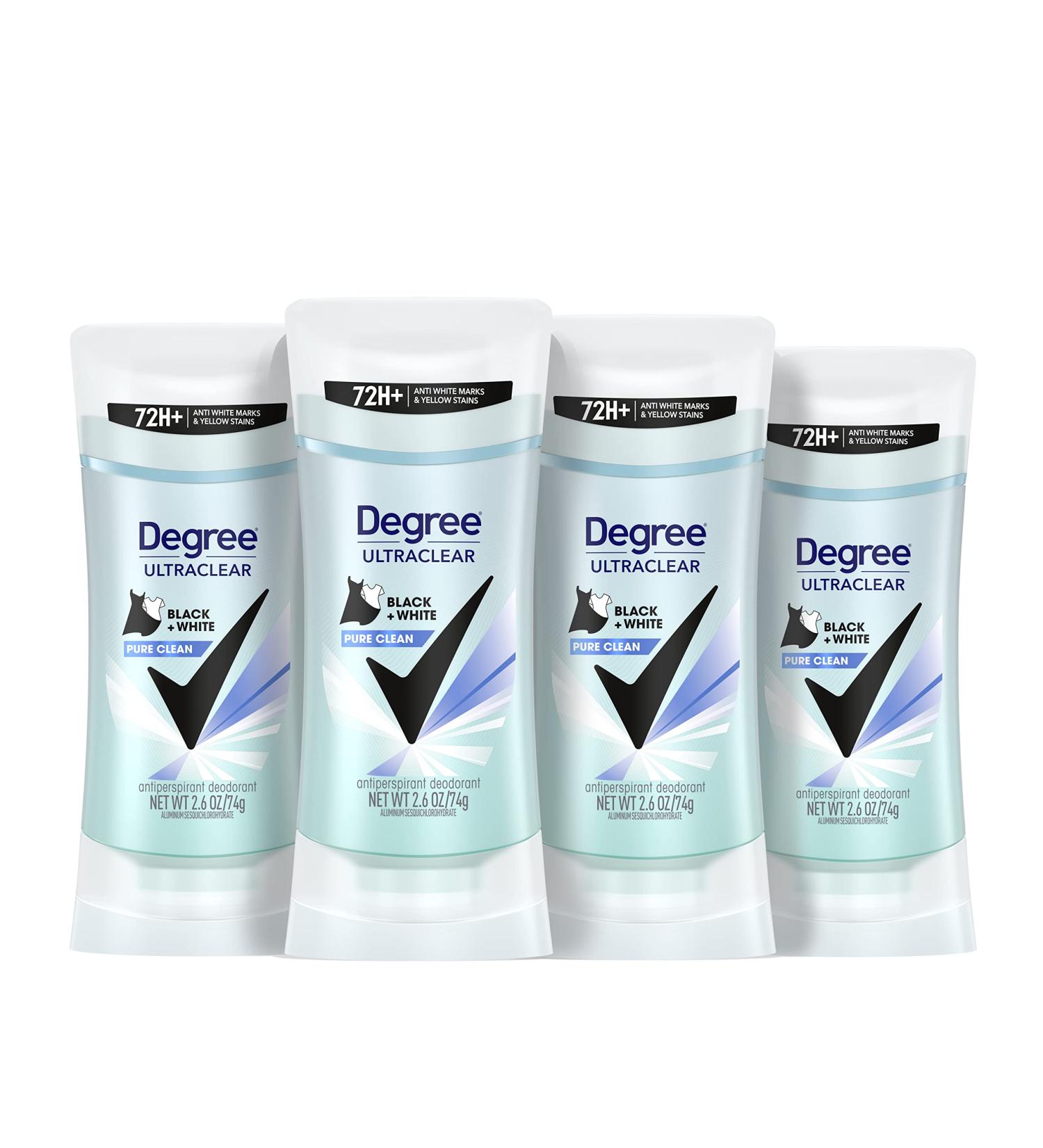 Degree Women Antiperspirant Pure Clean Deodorant 2.6 oz - Pack of 4 | Protects from Stains - Buy Online on GoSupps.com