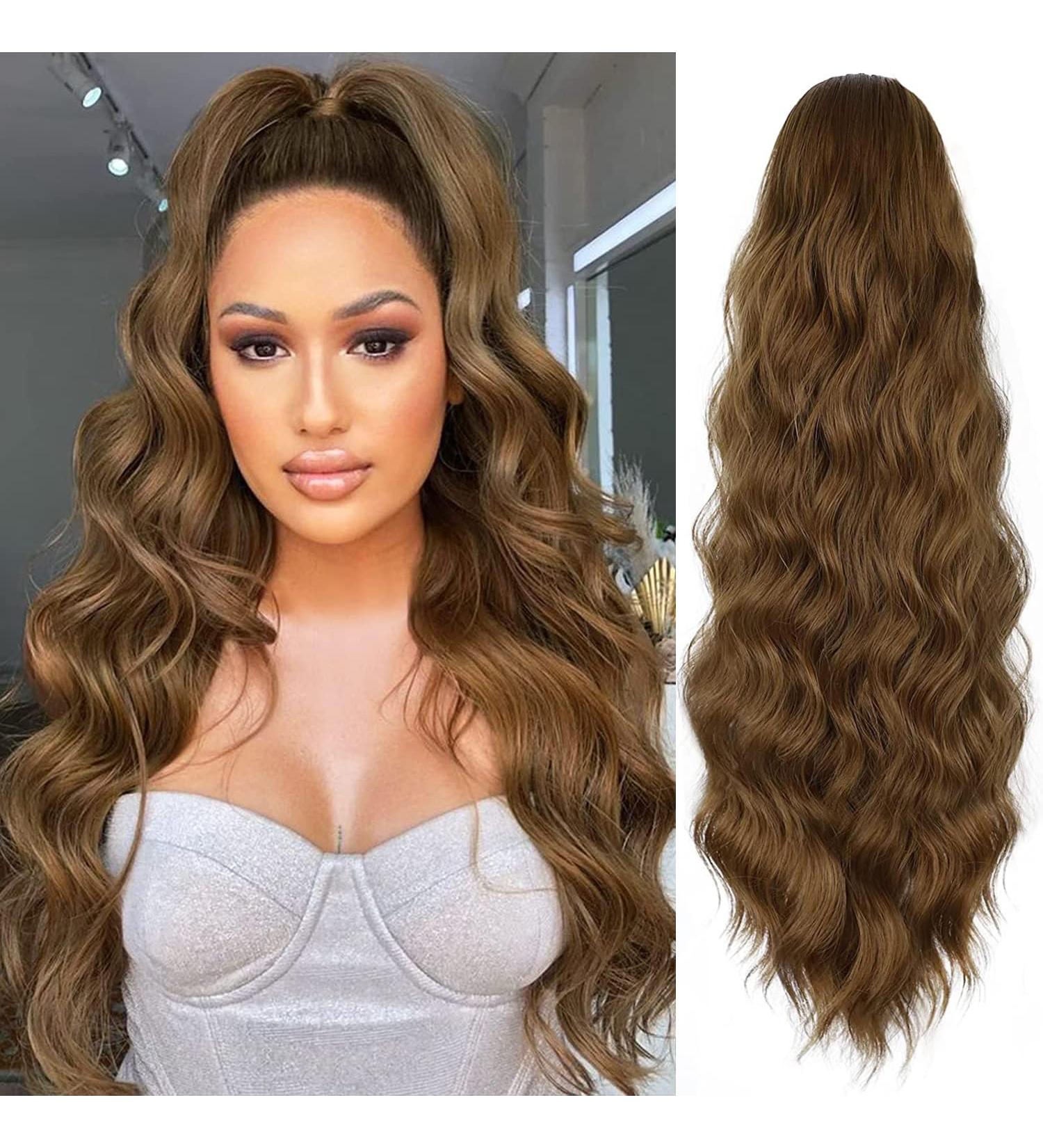 YEESHEDO Brown Long Wavy Ponytail Hair Extension - 26 Dirty Blonde Synthetic Clip-in Hairpiece for Women - Buy Online on GoSupps.com