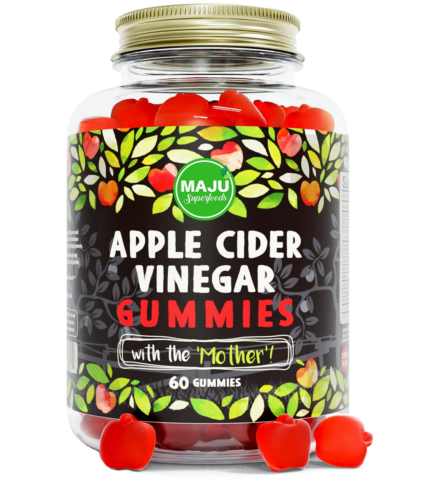MAJU Apple Cider Vinegar Gummies with Mother - 1000mg for Weight Management & Detox | Unfiltered ACV, Gluten-Free, Low Sugar, Vegan - Buy Online on GoSupps.com