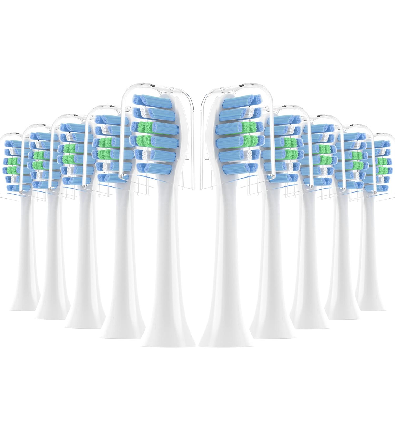 Helalkit 10 Pack Replacement Toothbrush Heads | Compatible with Philips Sonicare Electric Brushes | 10 Pack Green - Buy Online on GoSupps.com