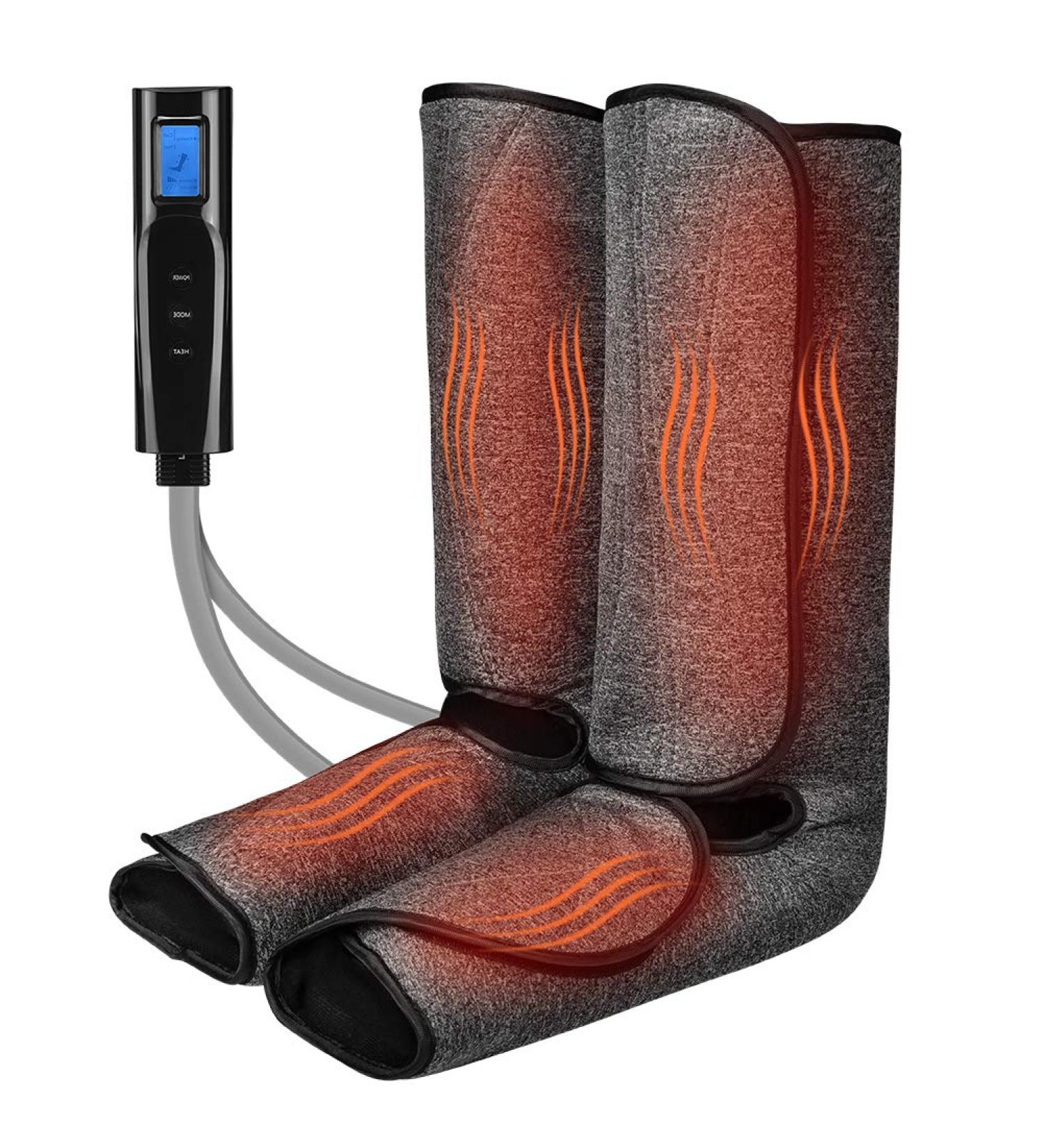 Adjustable Leg Massager for Circulation with Heat - Foot and Calf Massage Machine | LCD Controller, 3 Intensities, 3 Modes - Buy Online on GoSupps.com