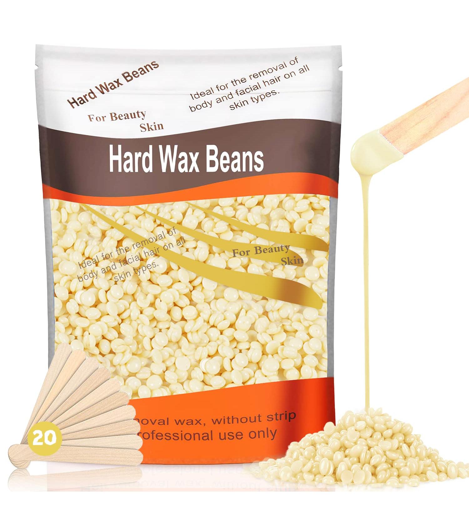 Hard Wax Beads 300g - Professional Hair Removal with 20 Wood Sticks - Painless Waxing for Full Body Brazilian Bikini Face Legs Eyebrow - At-Home Waxing for Women Men - Buy Online on GoSupps.com