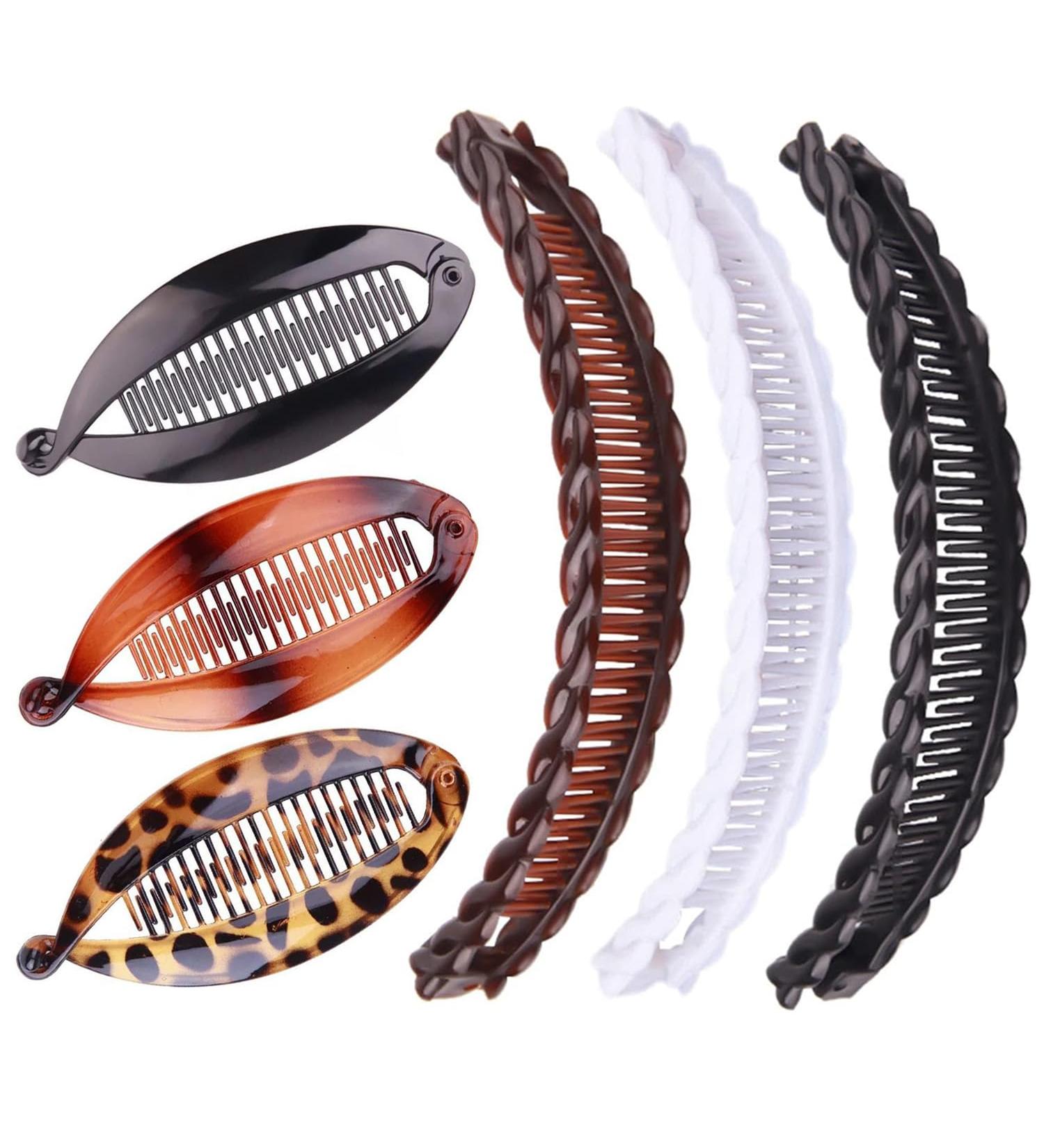 Mabufun Banana Hair Clips Vintage Clincher Combs Tool for Thick Curly Hair Accessories Fishtail Hair Clip Combs Double Banana Clip Set for Women Girls (Style H) - Buy Online on GoSupps.com
