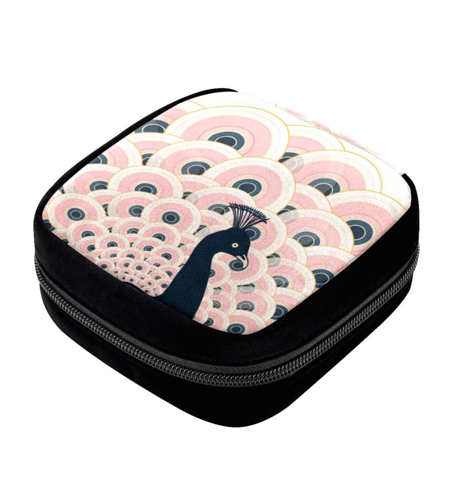 GIAPB Period Bag - Vintage Pink Peacock Color - Sanitary Napkin Storage & Makeup Pouch - Buy Online on GoSupps.com