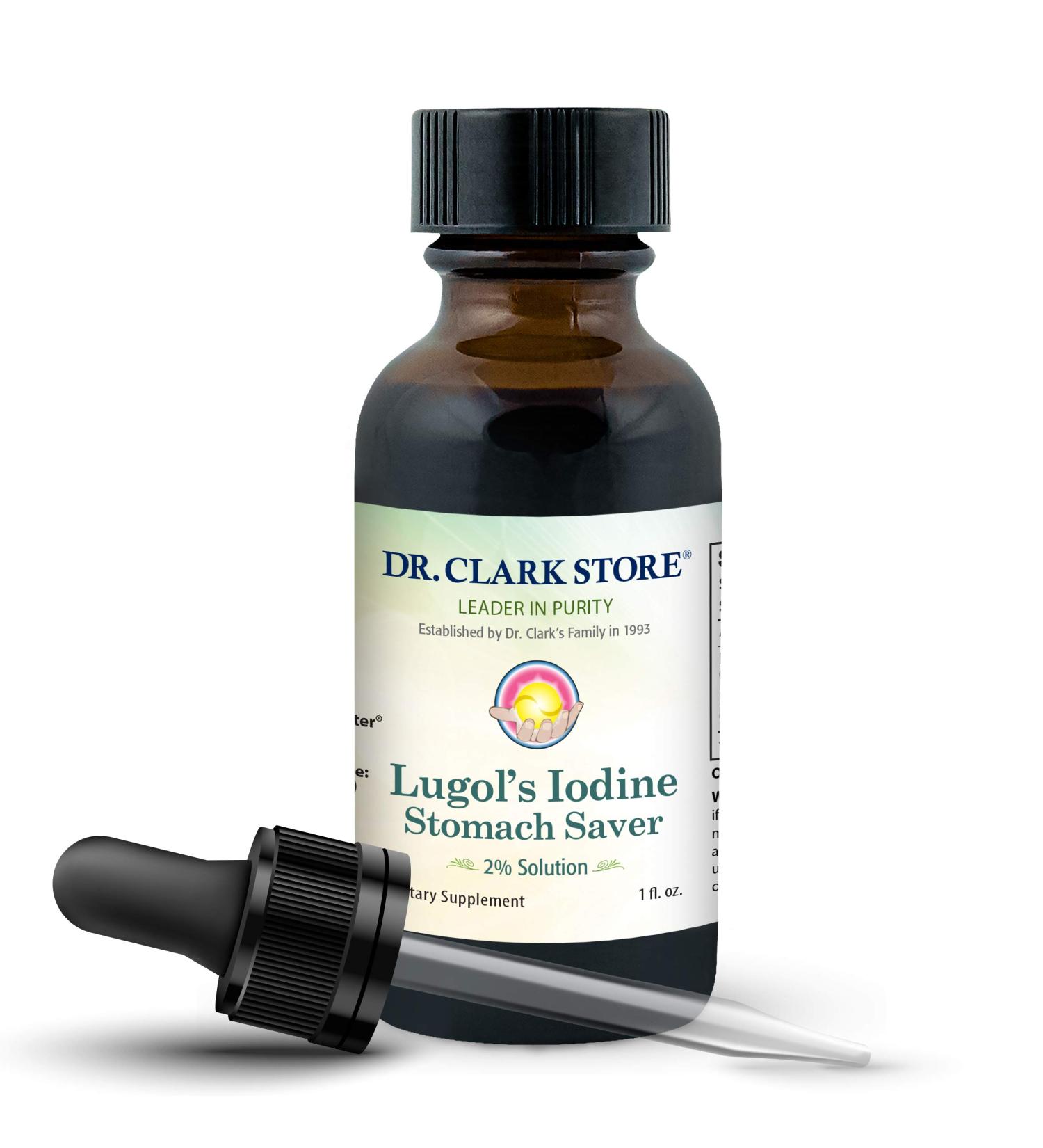 Dr. Clark Lugols Iodine 2% Solution - Natural Stomach Relief - 1 fl. Oz with Dropper - Buy Online on GoSupps.com