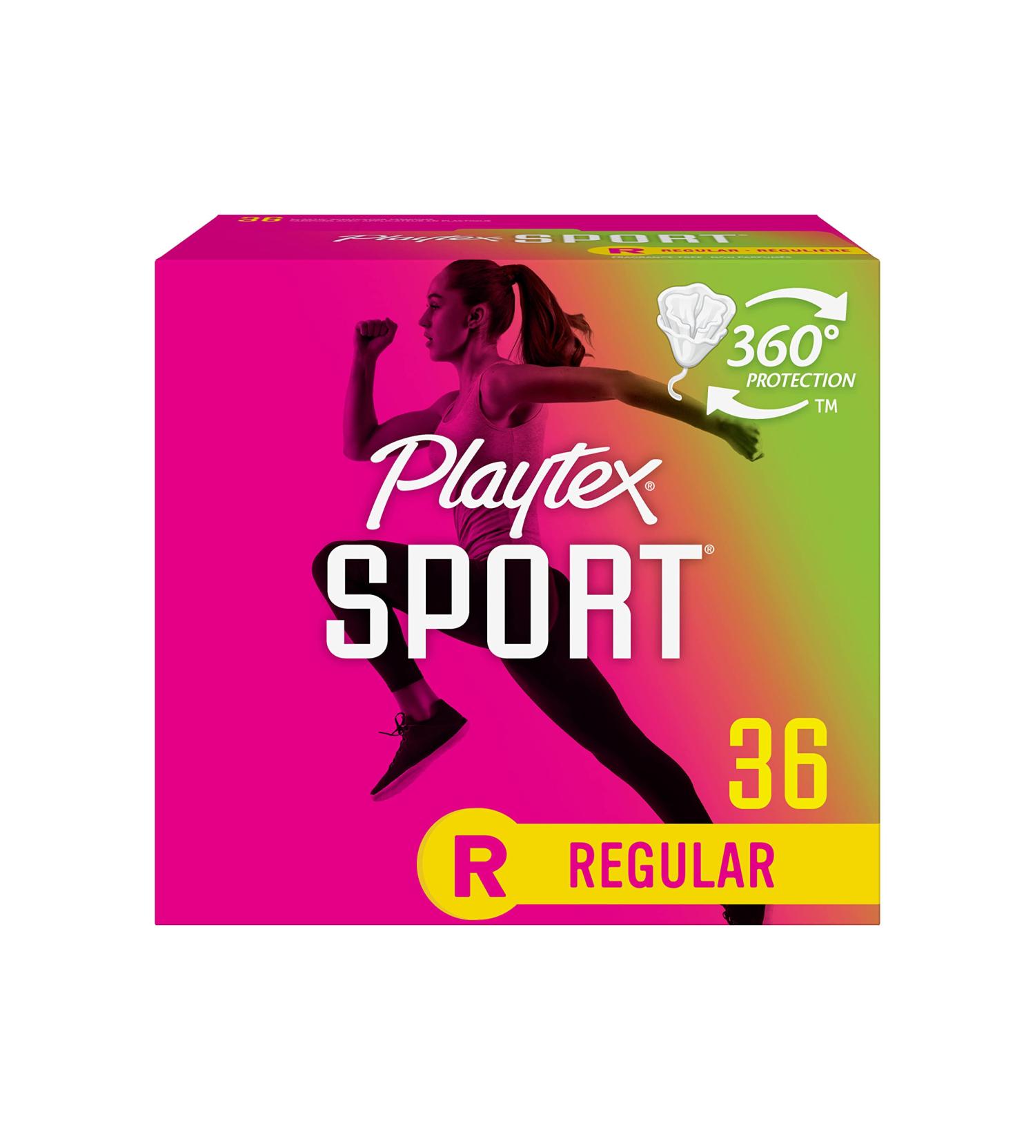 Playtex Sport Tampons - Regular Absorbency, Fragrance-Free - 36ct - Buy Online on GoSupps.com