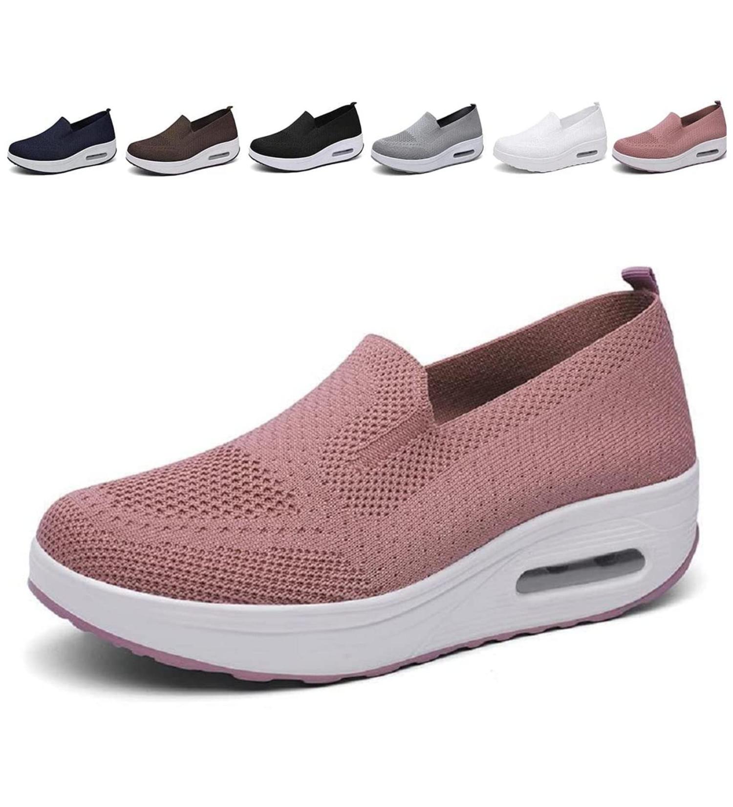 Women's Orthopedic Slip-On Sneakers | Light Air Cushion | Casual Walking Sneaker with Arch Support | Diabetes-Friendly | Pink (Size 7.5) - Narrow Fit - Buy Online on GoSupps.com