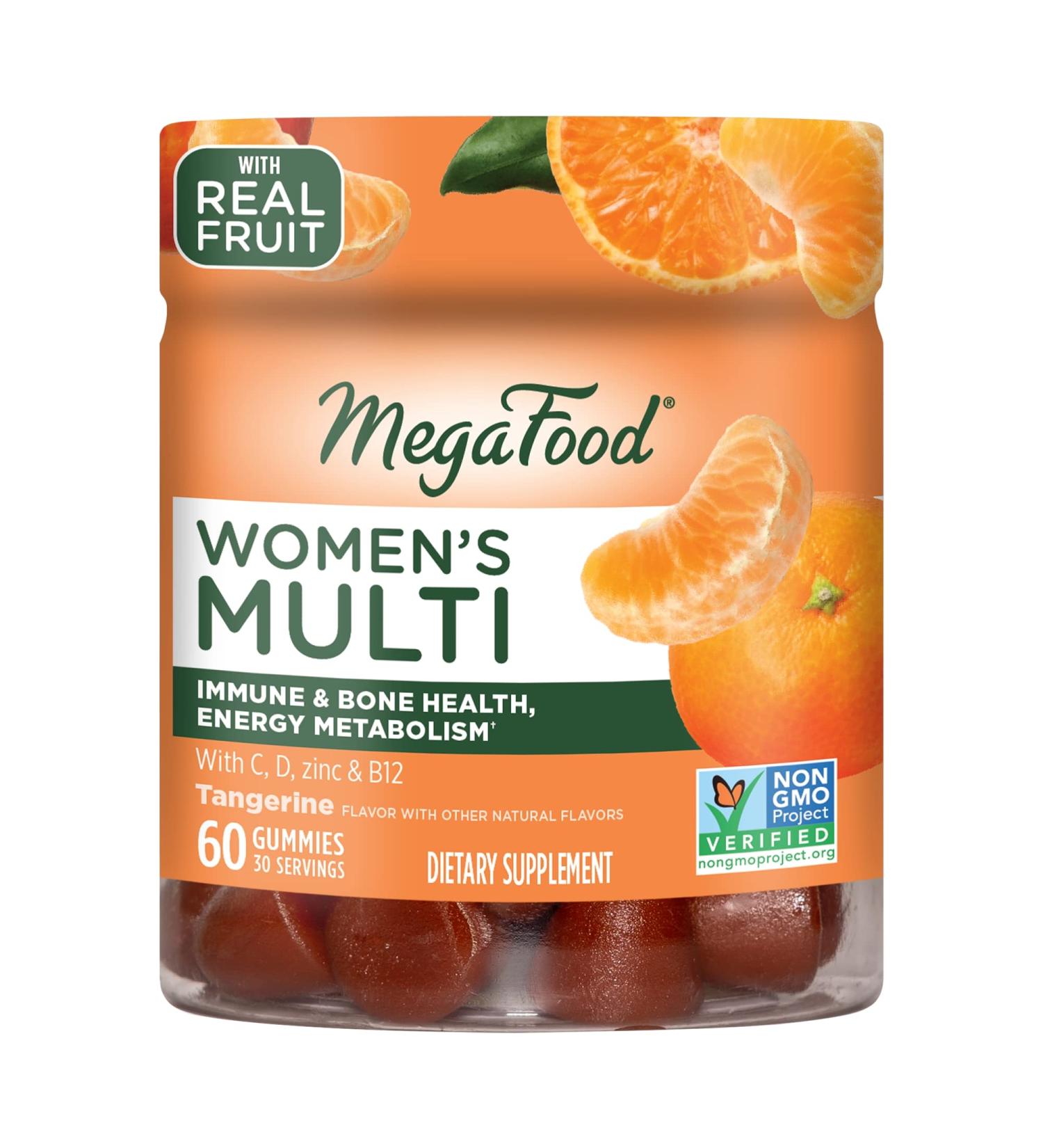 MegaFood Women's Multi - Tangerine Multivitamin Gummies for Immune & Bone Health - 60 Count - Buy Online on GoSupps.com