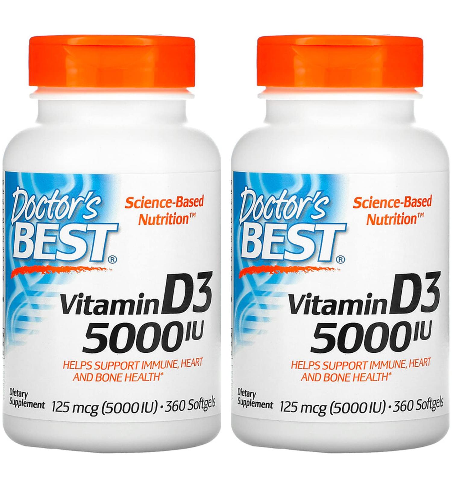 Doctor's Best (2 Pack) Vitamin D3 125 mcg (5000 IU) 360 Softgels