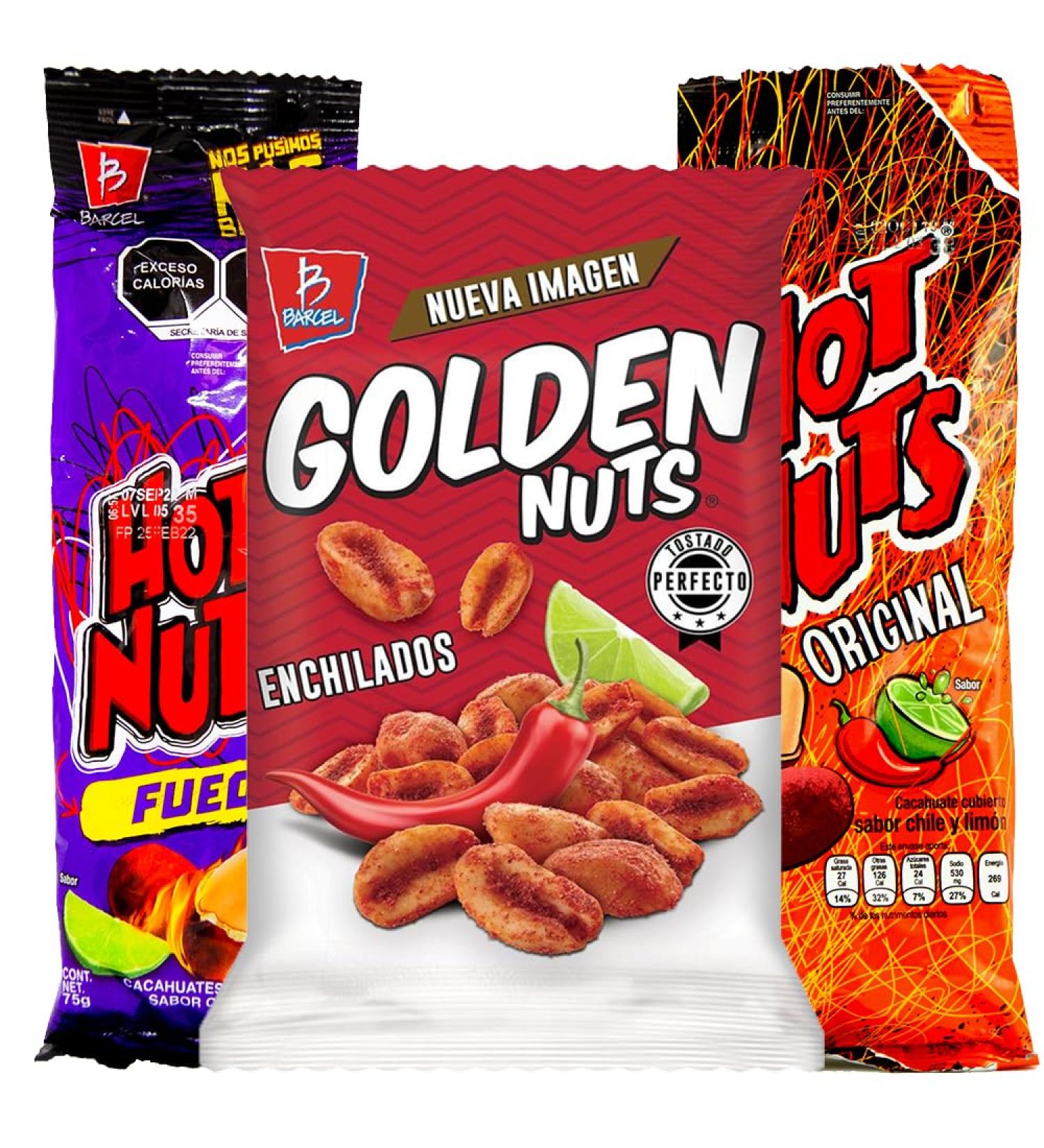 Nuts Bundle / Mexican Nuts Snack Variety Hot Nuts Fuego Golden Nuts and Hot Nuts Spicy Peanuts - Buy Online on GoSupps.com