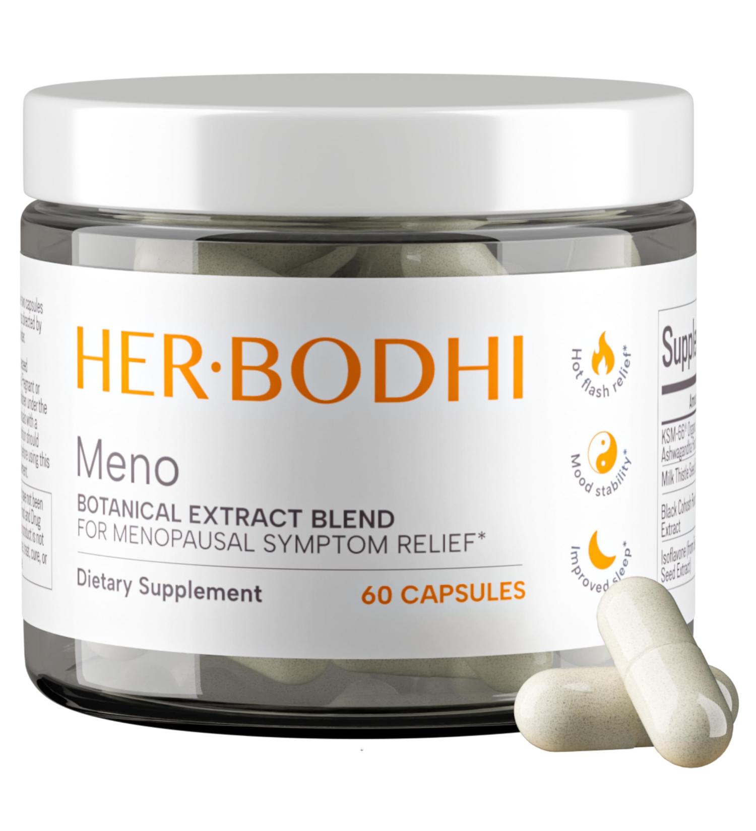 Meno - Menopause Hormonal Balance Supplement for Women | Estrogen Soy Isoflavones Ashwagandha & Black Cohosh for Hot Flashes & Night Sweats Relief | 60 Capsules - Buy Online on GoSupps.com