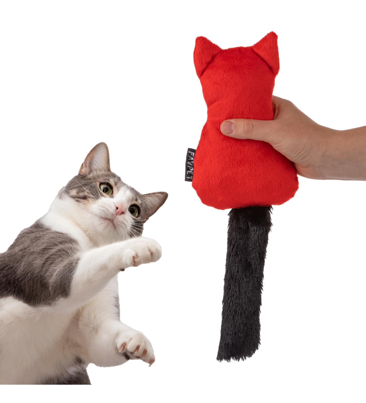 Favpet Plush Cat Toys with Bells - Cuddly Cat Pillows & Kitten Toys - Soft Plush Toys for Cats (Red) - Buy Online on GoSupps.com