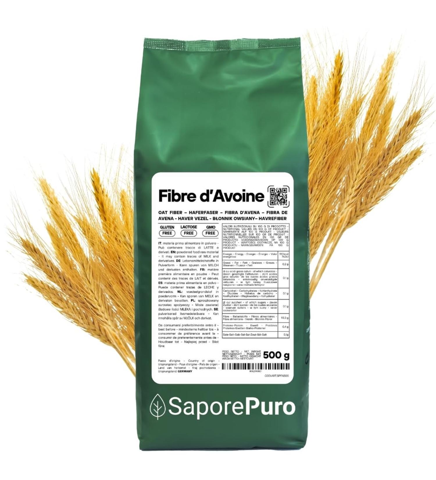 SaporePuro Oat Fiber Powder 500 gr - Gluten Free - Natural source of fiber - Buy Online on GoSupps.com