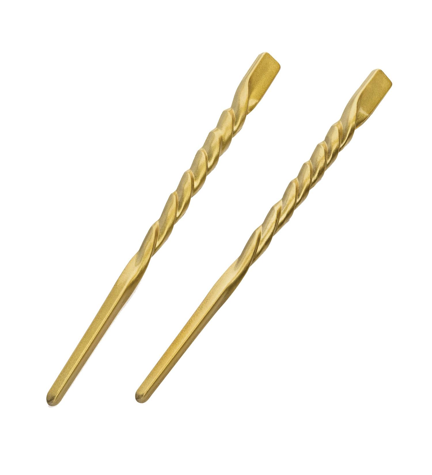 GIZZY Pair Gold Colourway Twist Design Hair Chopsticks.