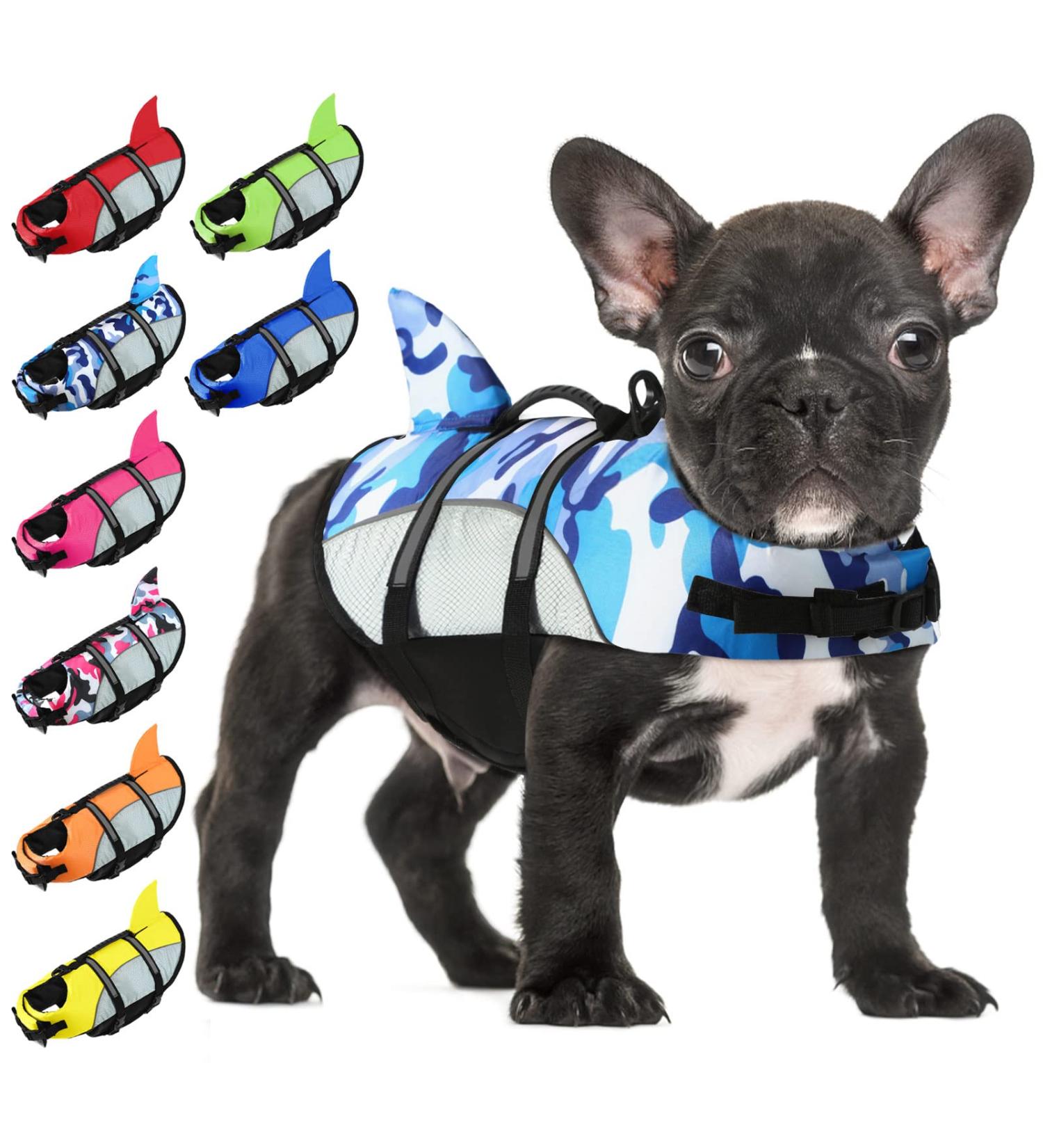 Alagirls Adjustable Dog Swimming Vest - Safety Jacket for Summer | Blue Camouflage | M: 48-58cm - Buy Online on GoSupps.com