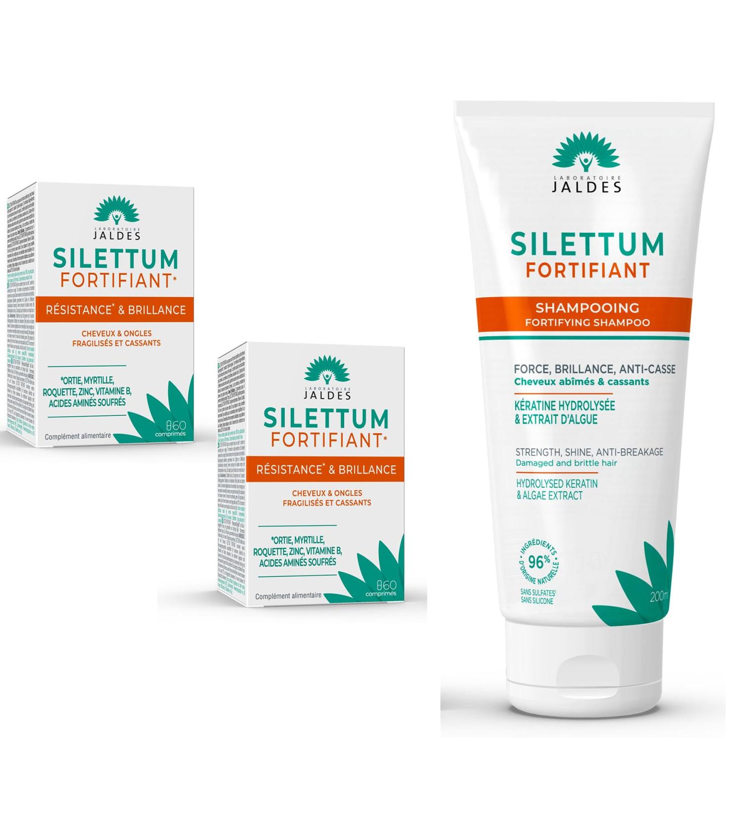 Pack Protocole Fortifiant | 2 SILETTUM Fortifiant + 1 Shampooing Fortifiant | Cheveux Fragilis s et Cassants | Redonne Force et Brillance | Laboratoire Jaldes - Buy Online on GoSupps.com
