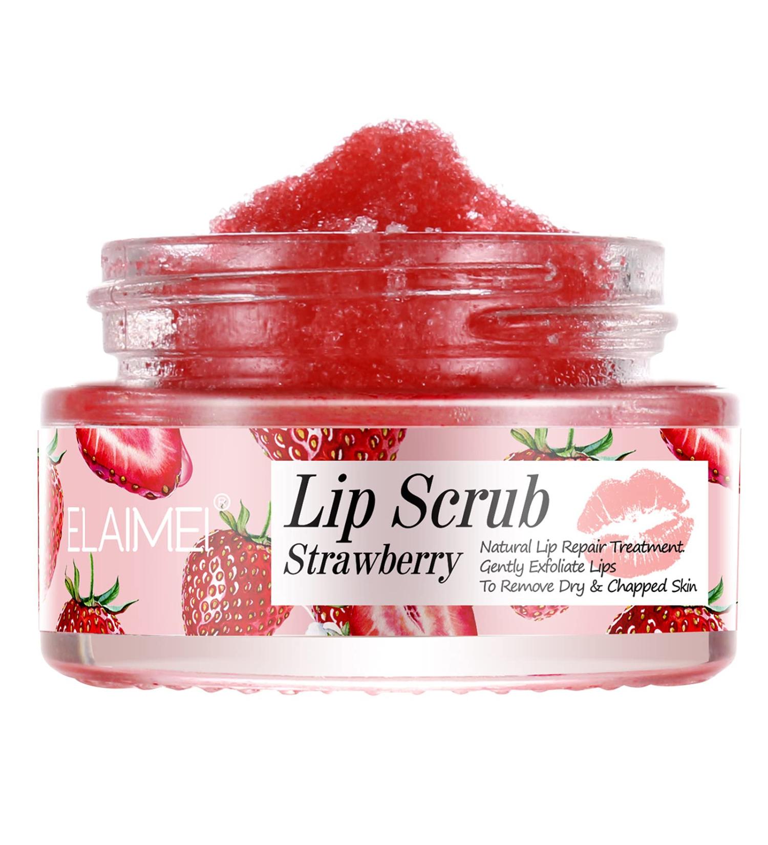 Strawberry Lip Scrub & Mask - Exfoliator, Moisturizer for Chapped Lips - Buy Online on GoSupps.com