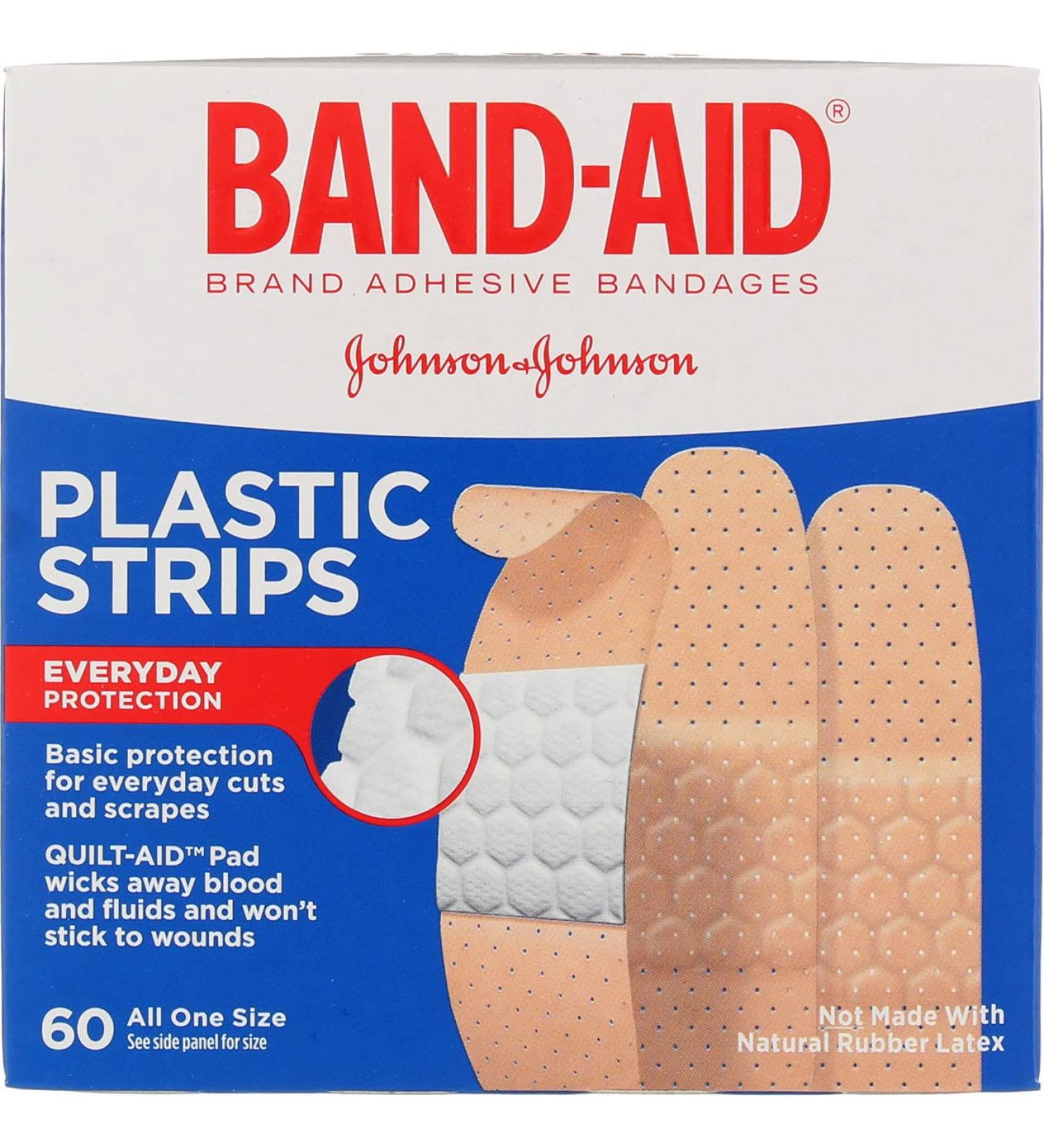 60 Count Plastic Band Aid Adhesive Bandages - Flexible & Durable - First Aid Essentials - Buy Online on GoSupps.com