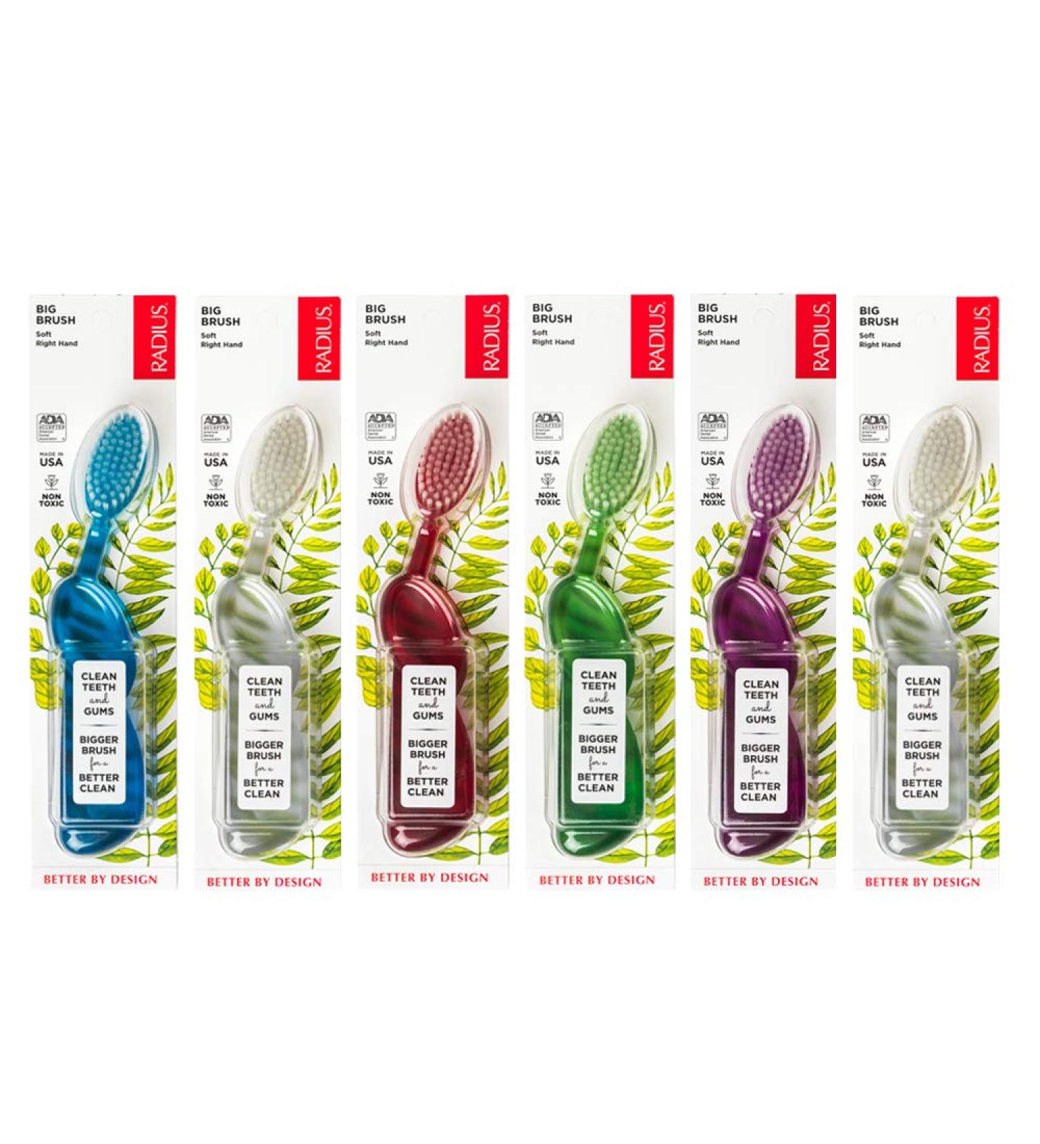 RADIUS Original Right Handed Toothbrush - Improves Gum Health, Sustainable Materials - 1 Count (Colors Vary) - Buy Online on GoSupps.com