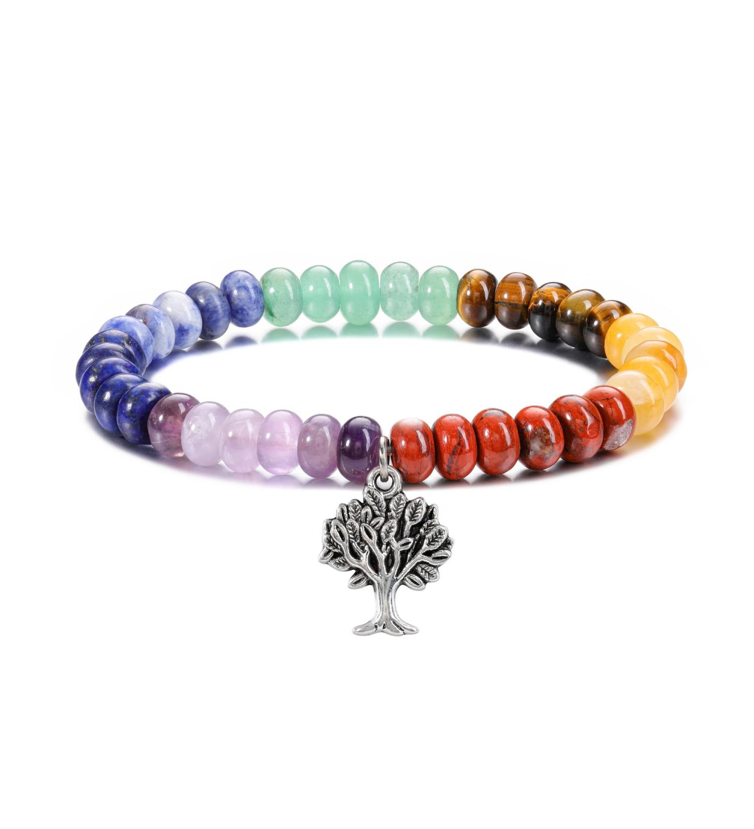 Go 7 Chakra Bracelet | Natural Gemstone Yoga & Healing Bracelet for Women | Reiki Energy Therapy - Buy Online on GoSupps.com