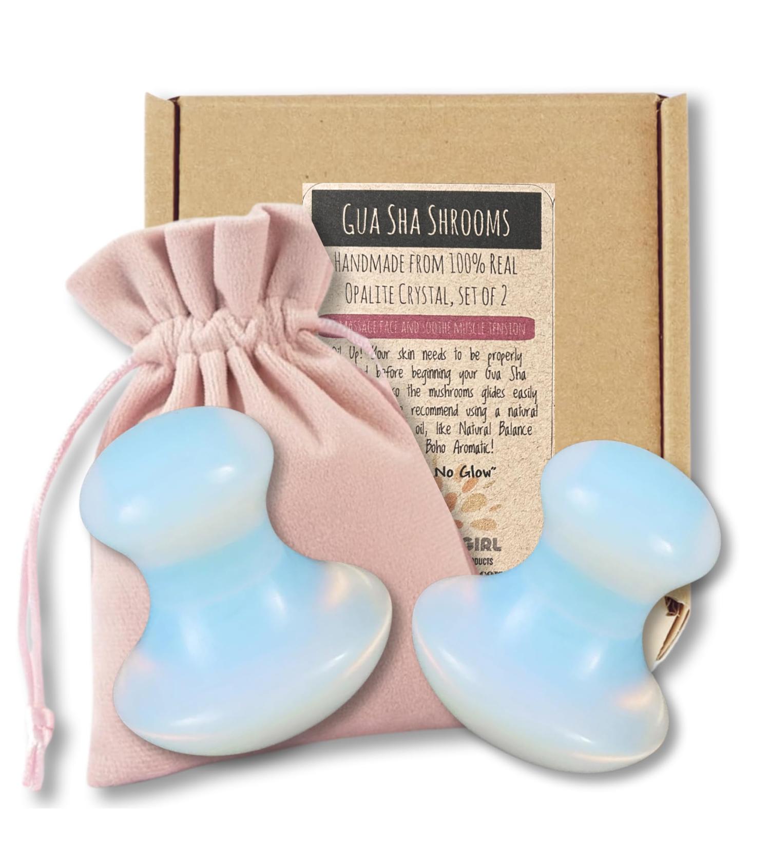 Buy Hippie Girl Gua Sha Mushroom Set | Jaw Sculpting & Opalite Stone Facial Massage Tools for Skin Treatment - Buy Online on GoSupps.com