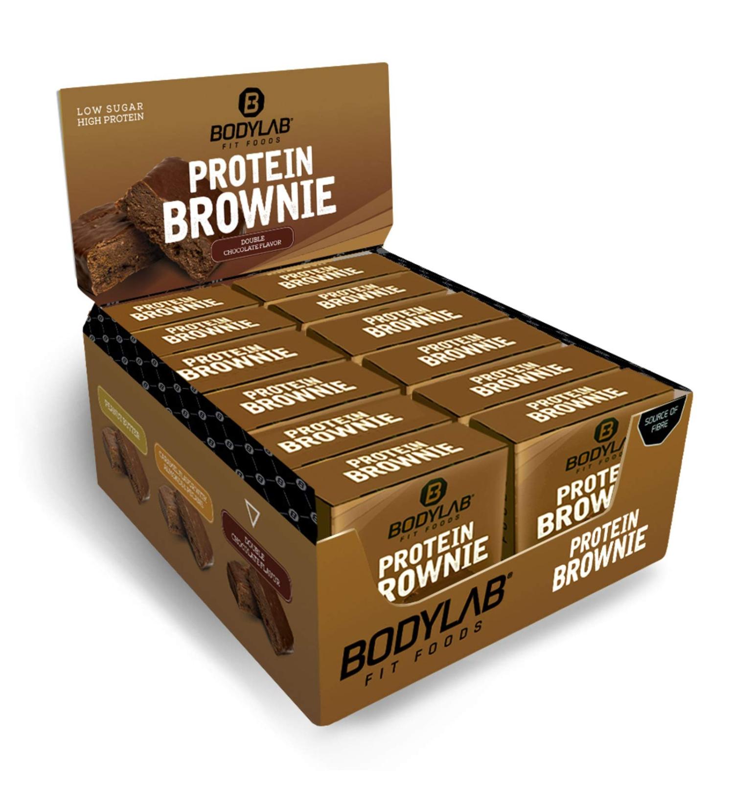BODYLAB24 Protein Brownie Doppel-Schoko 12x50g | High Protein Snack - 12g Protein per Brownie | Whey & Milk Protein Isolate - Buy Online on GoSupps.com