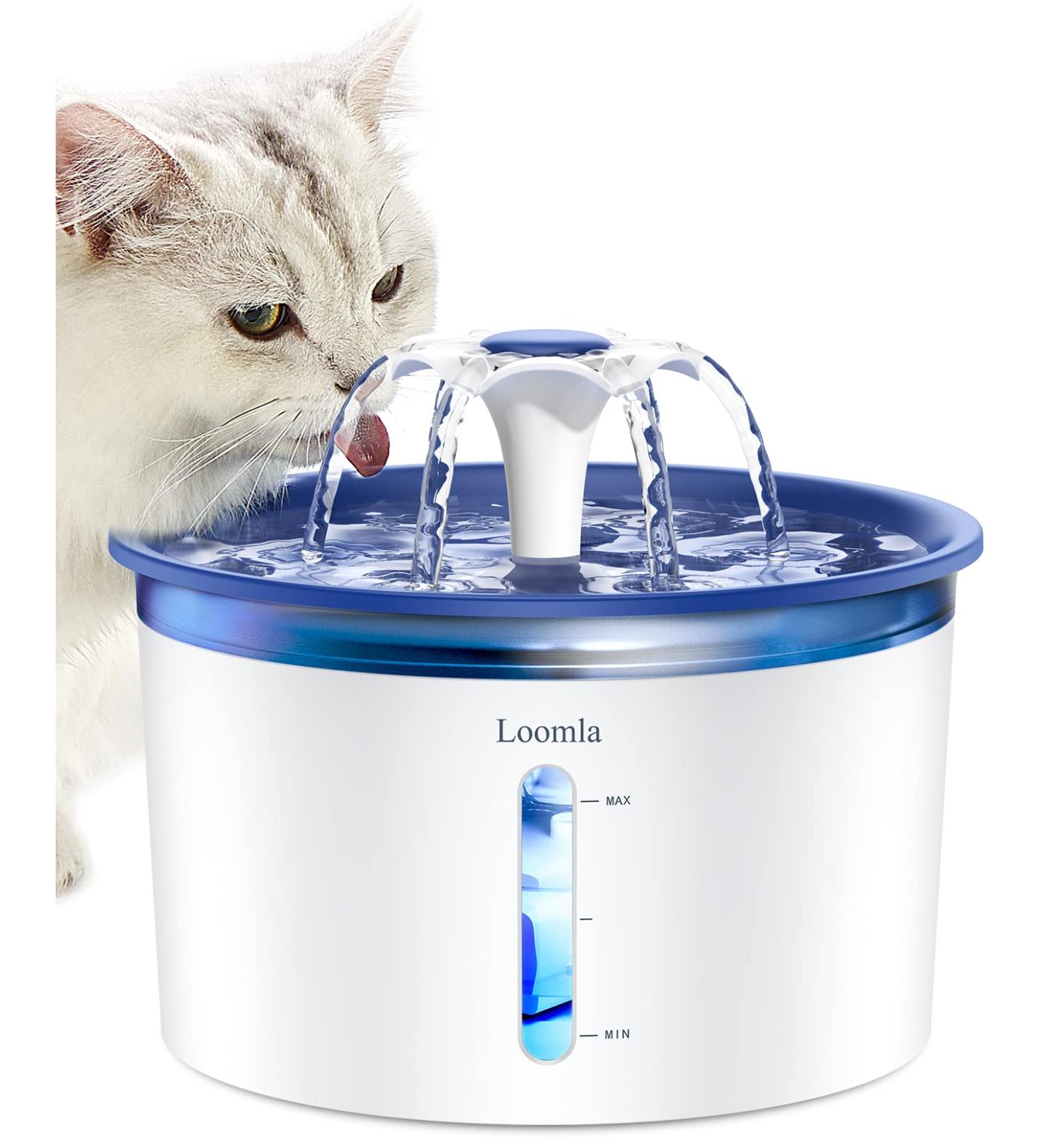 Loomla Cat Water Fountain 85oz/2.5L Indoor Automatic Dispenser with LED Lights & Filters, Navy Blue for Cats Dogs Pets - Buy Online on GoSupps.com