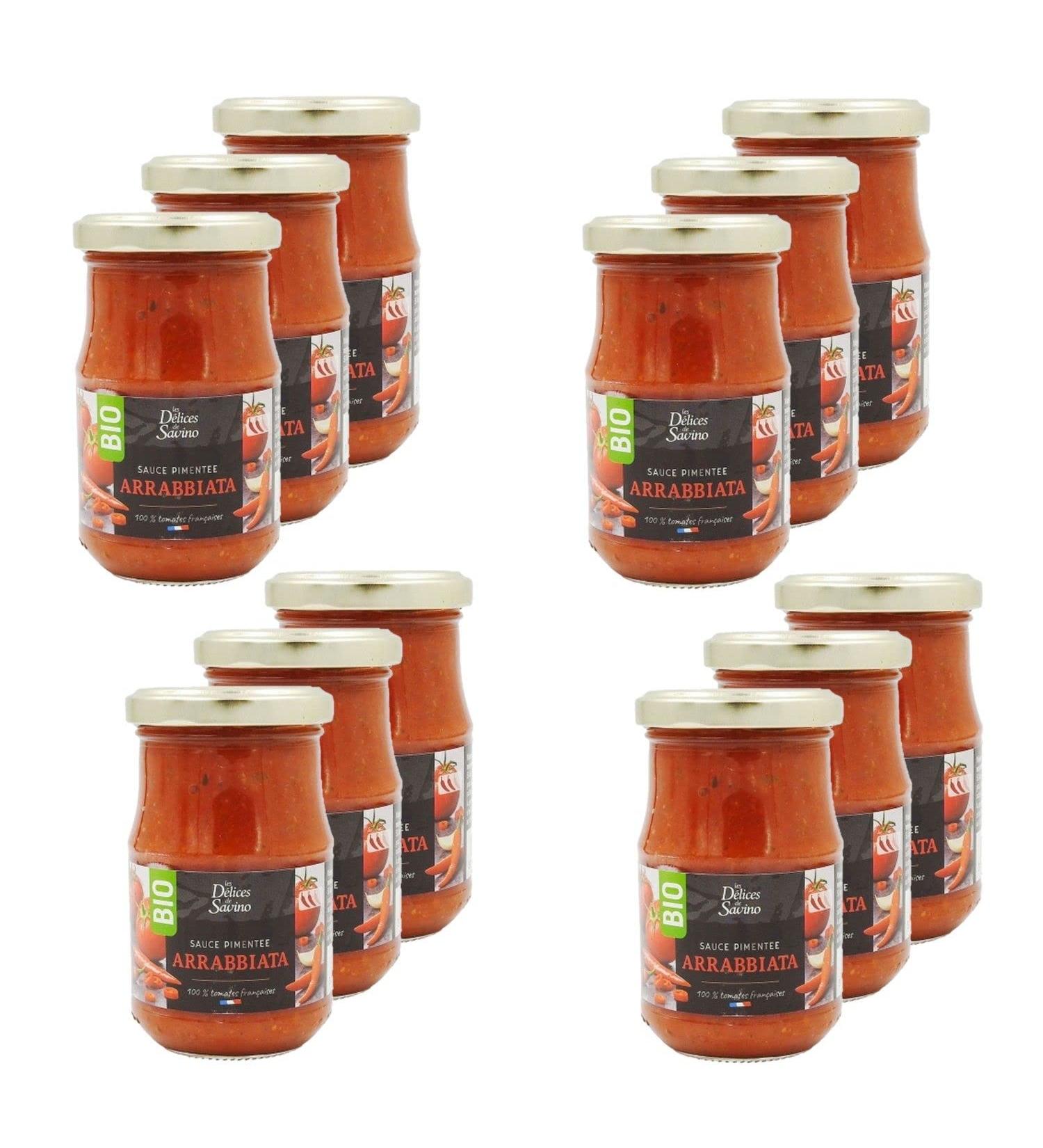  Les D lices de Savino Pack of 12 Organic Arabiata Sauce 190 g Pot - Buy Online on GoSupps.com
