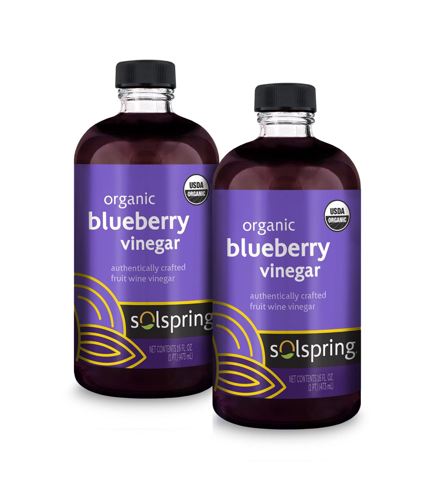 Dr. Mercola Solspring Organic Blueberry Vinegar - 2 Bottles (16 Fl. Oz.) | Tart & Full-Bodied Flavor | Non-GMO, Soy & Gluten Free | USDA Organic - Buy Online on GoSupps.com