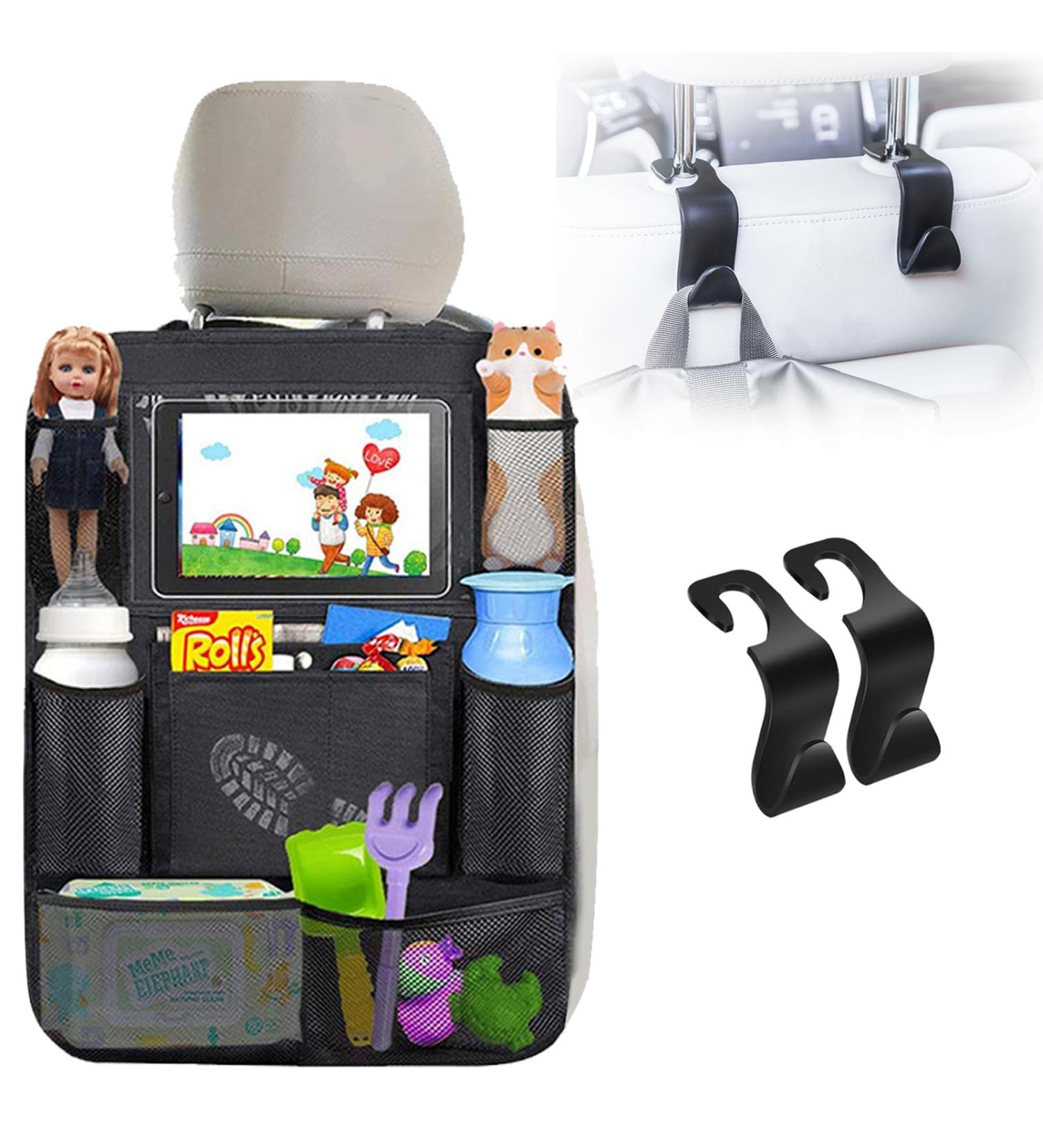 Car Seat Organizer with Auto Hooks - Back Seat Protector for Kids with Tablet Holder and Travel Accessories - Buy Online on GoSupps.com