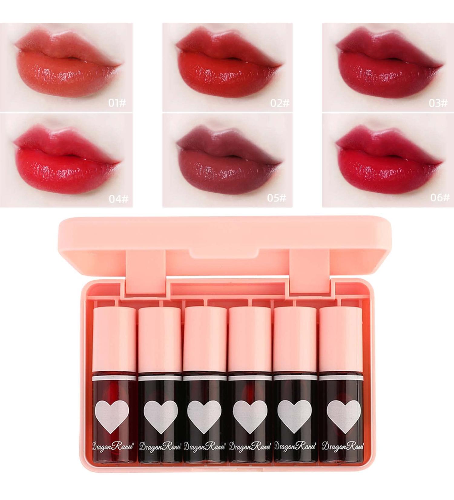Fusang 6Pcs Lip Tint Stain Set - Long Lasting Moisturizing Lip Gloss for Women - Buy Online on GoSupps.com