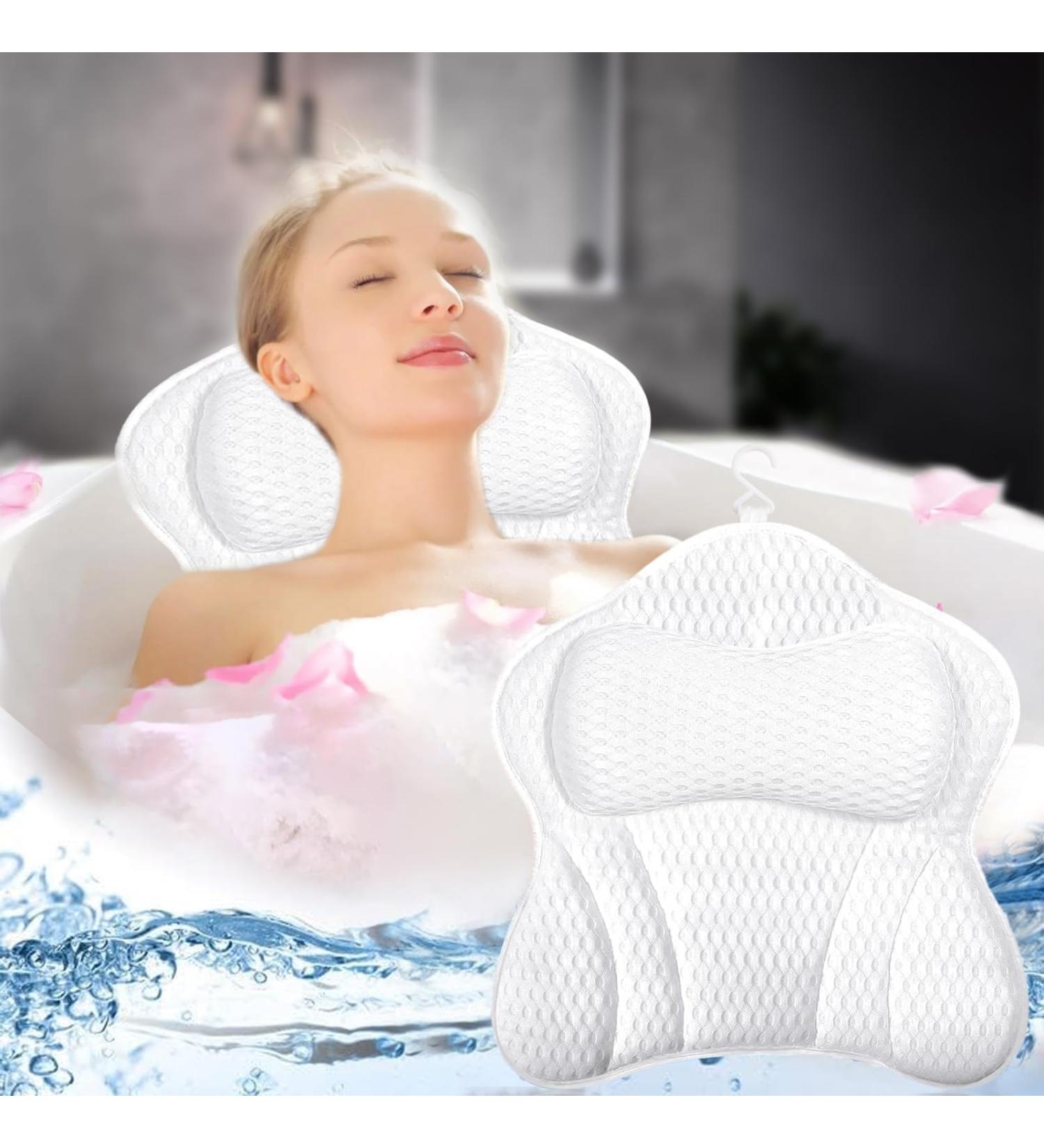 Qintora Bath Pillow Bath Pillow Bath Pillow Bath Cushion Ergonomic Spa Bath Pillow with 4D Air Mesh Non-Slip with 6 Sucti - Buy Online on GoSupps.com