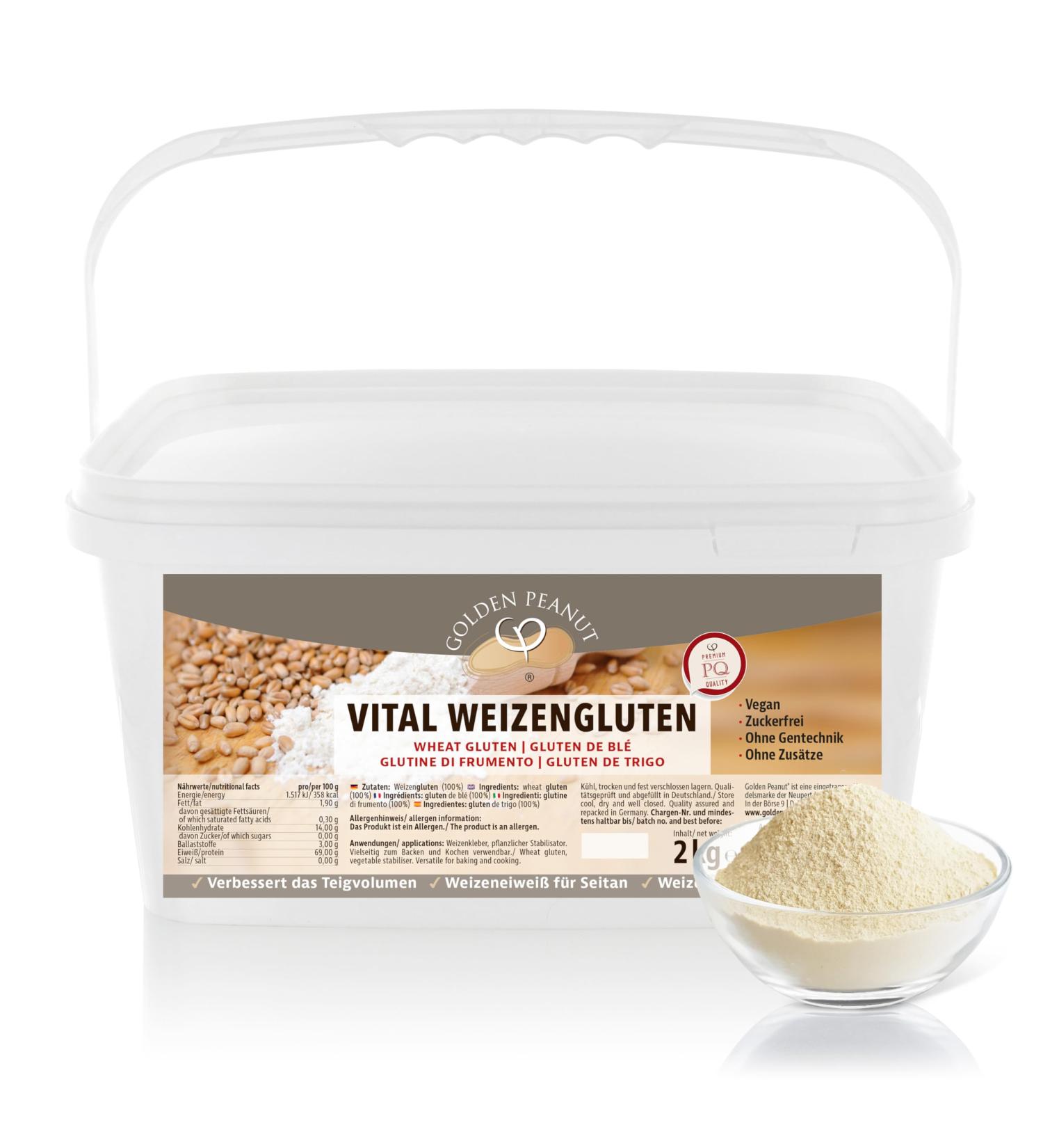 Golden Peanut Vital Wheat Gluten 2kg - Natural Vegetable Thickener | White Protein for Seitan & Baking | Low-Calorie Cooking Ingredient - Buy Online on GoSupps.com