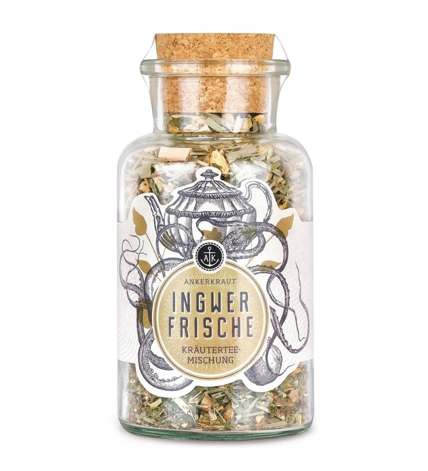  Ankerkraut Ginger Fresh Herbal Tea with Lemongrass - 80g in Eco-Friendly Cork Glass | International Shipping Available  - Buy Online on GoSupps.com