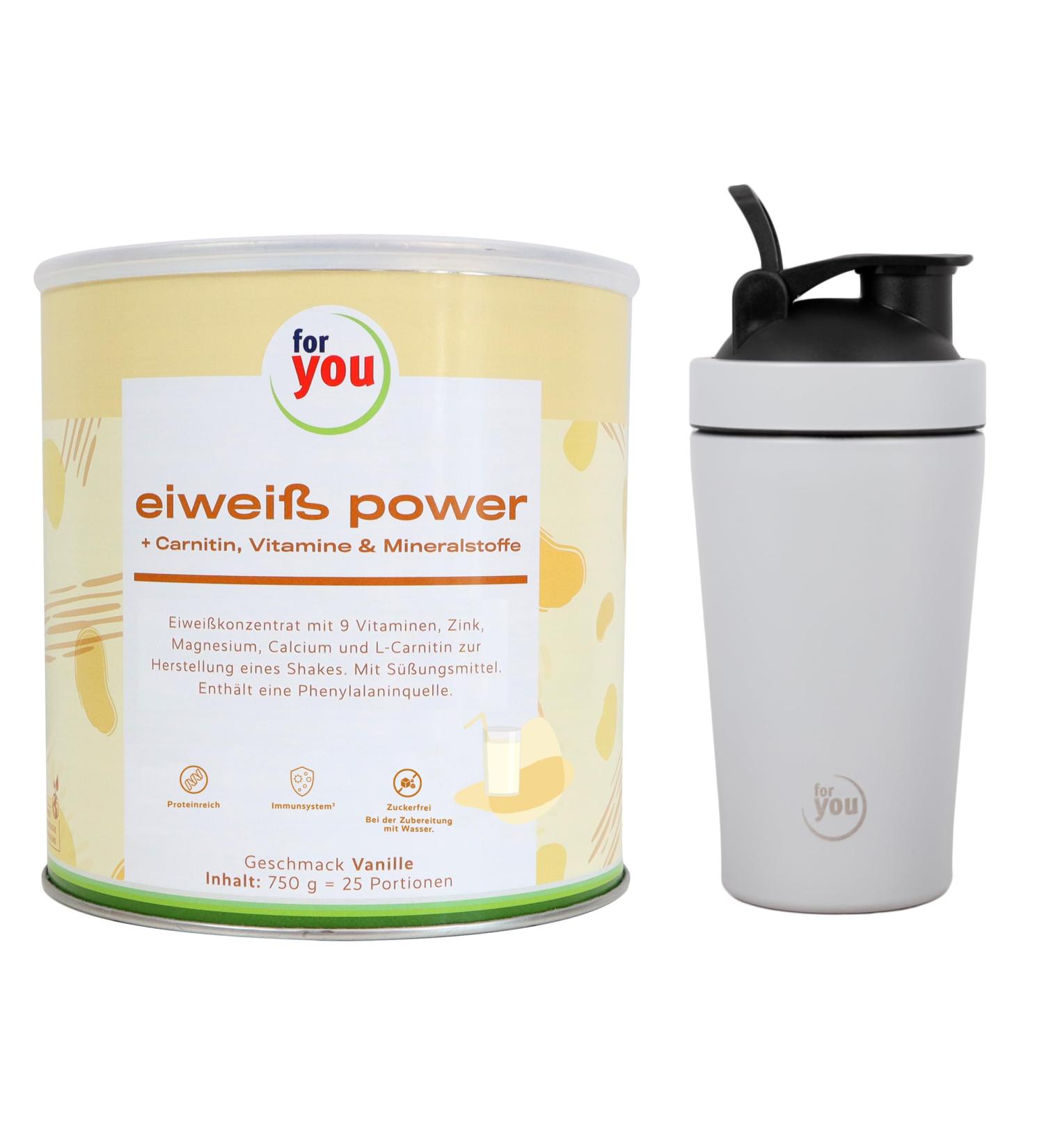 Power Protein by Dr. Strunz - Creamy Multi-Component Protein with L-Carnitine Vitamins & Minerals | Includes Free Gray Shaker | 156 Servings (Vanilla) - International Shipping Available - Buy Online on GoSupps.com
