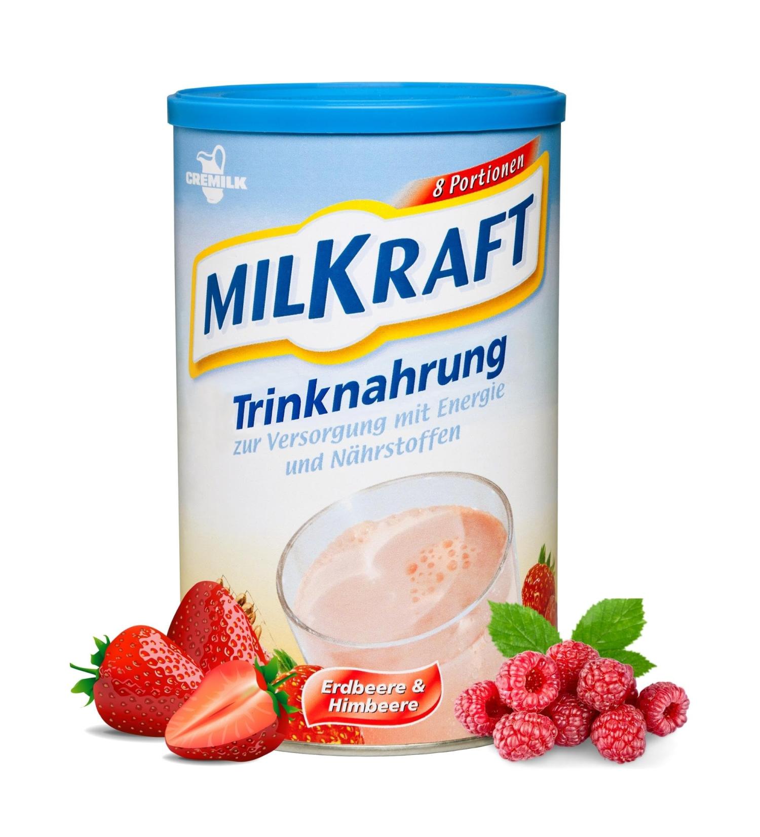 Milkraft Drinking Meal Strawberry Raspberry 480g - High-Caloric Protein Shake for Adults - Convenient Dietary Powder for Complementary Nutrition - Buy Online on GoSupps.com