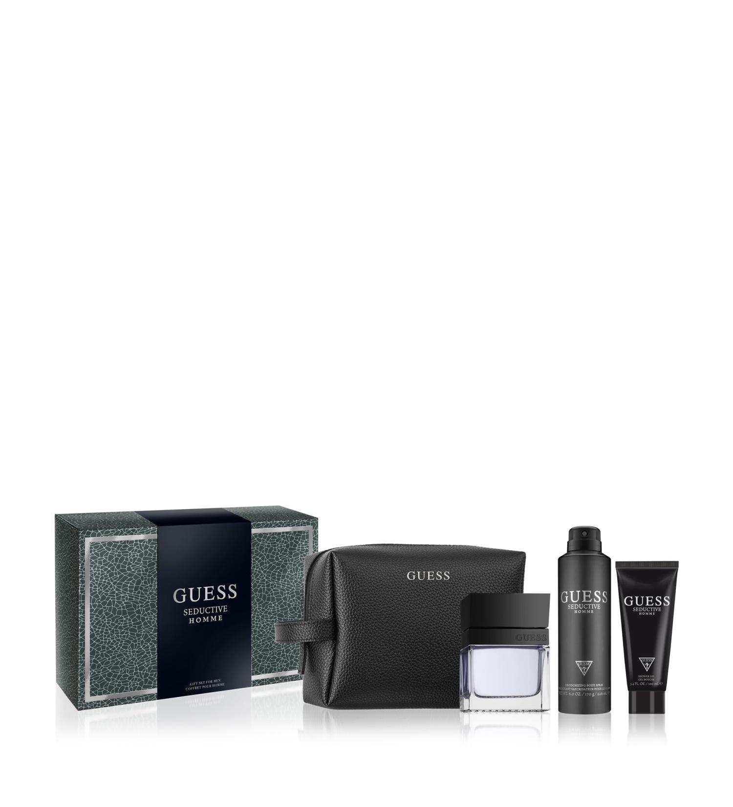 Guess Seductive Men / Homme Eau de Toilette 4 Piece Gift Set - Cologne Spray 3.4 Fl. Oz. Deodorizing Body Spray 6.0 Oz. Shower Gel 3.4 Fl. Oz. & Pouch - Buy Online on GoSupps.com