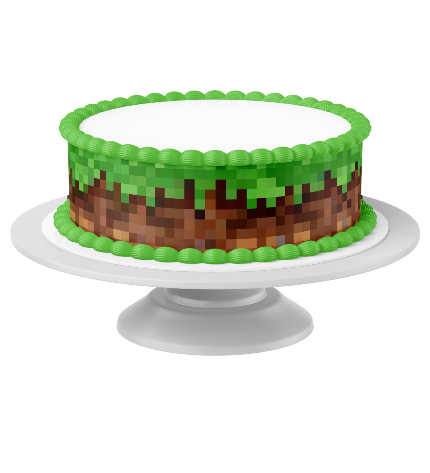 Buy Edible Cake Ribbon Pixel Grass - 4 Pieces (24cm x 5cm) for Creative Cake Decorations - Perfect for Cakes up to 30cm - Buy Online on GoSupps.com