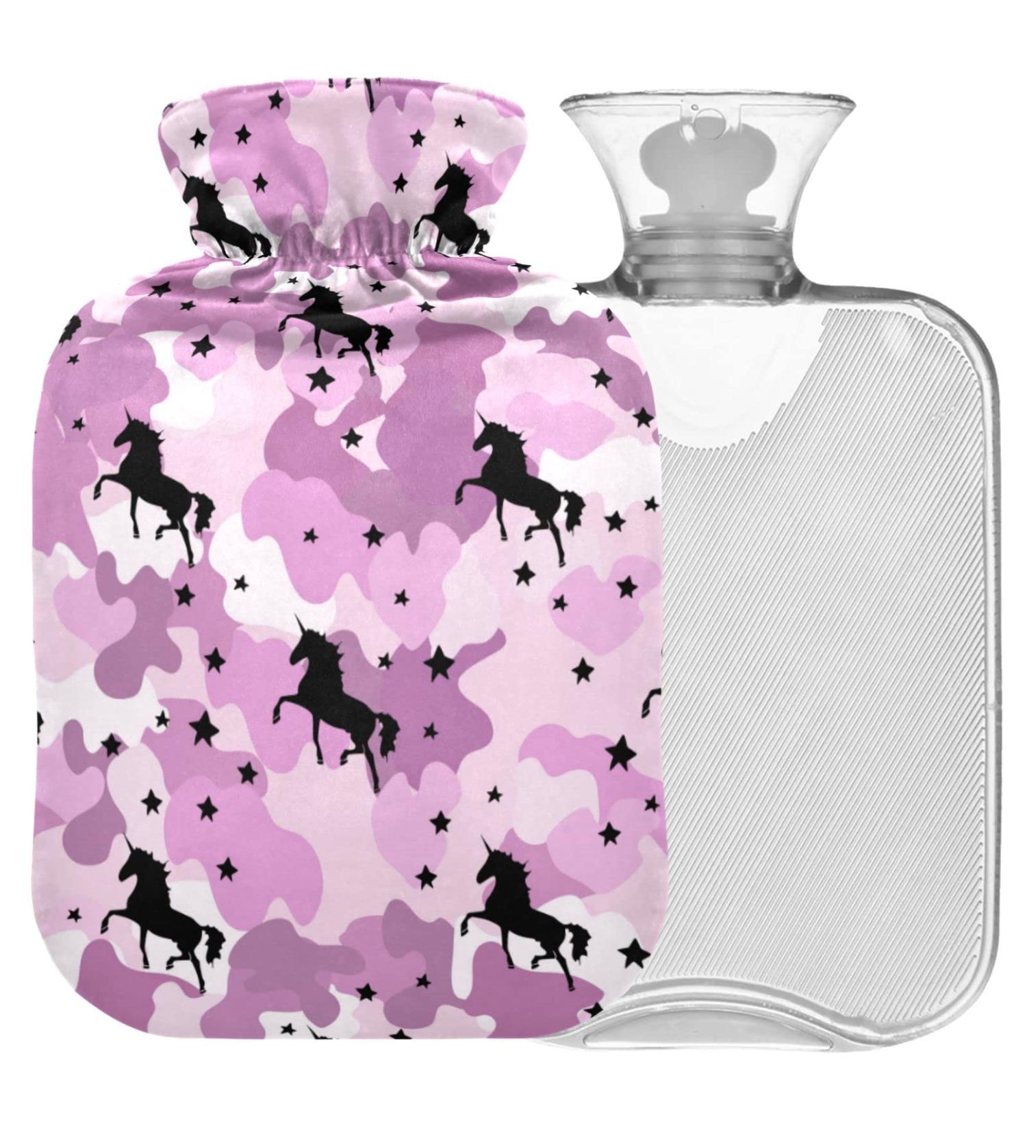 NAANLE CAMO Horse Heat Bottle - 1L Transparent Hot Water Bottle for Bed & Pain Relief - Hand & Foot Warmer for Warmth & Cold Therapy - Buy Online on GoSupps.com