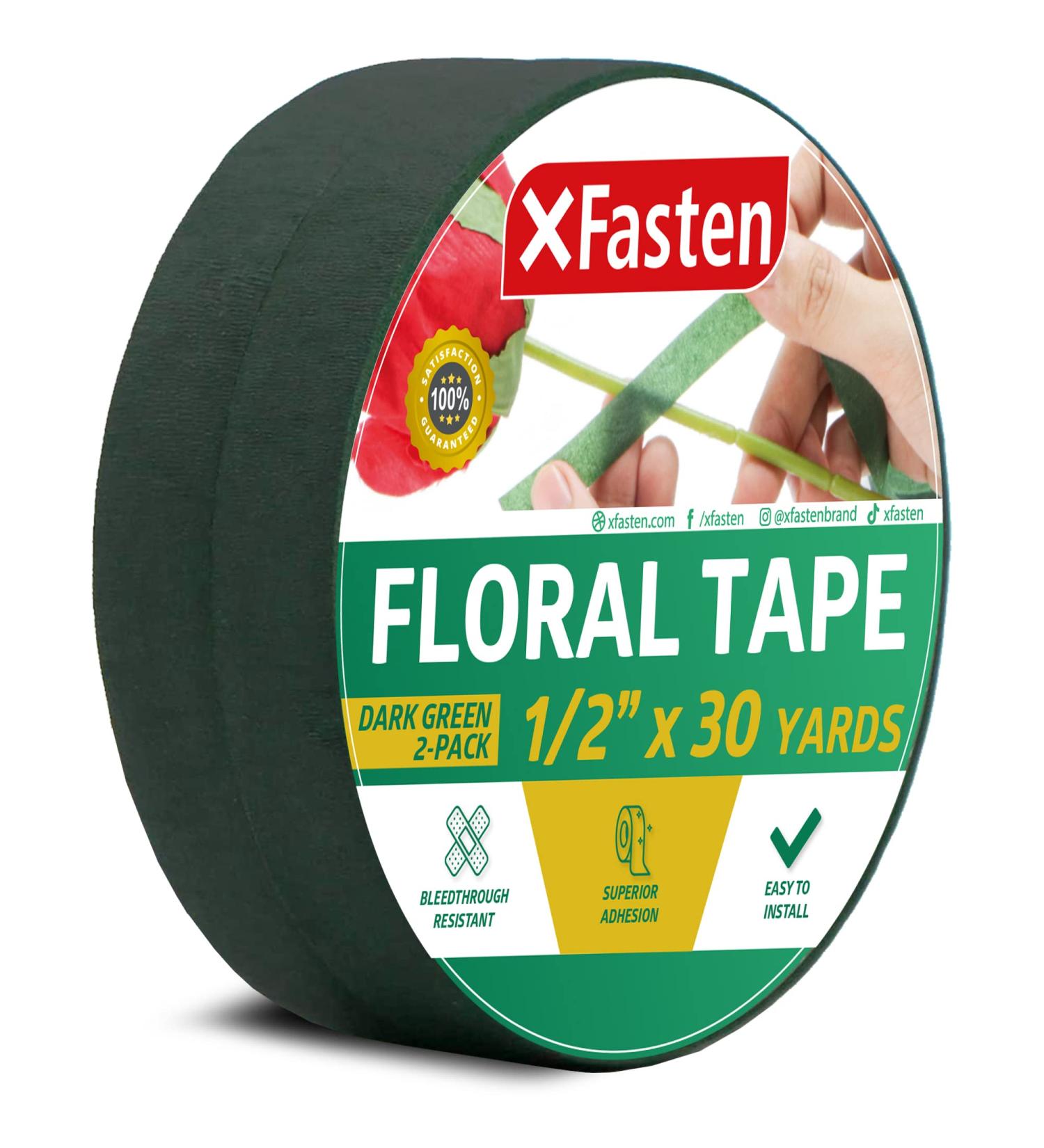 XFasten 1/2-Inch x 30 Yards Dark Green Floral Tapes - 2-Pack Waterproof Bouquet Stem Wrap Tape for Florist and Crafts - Buy Online on GoSupps.com