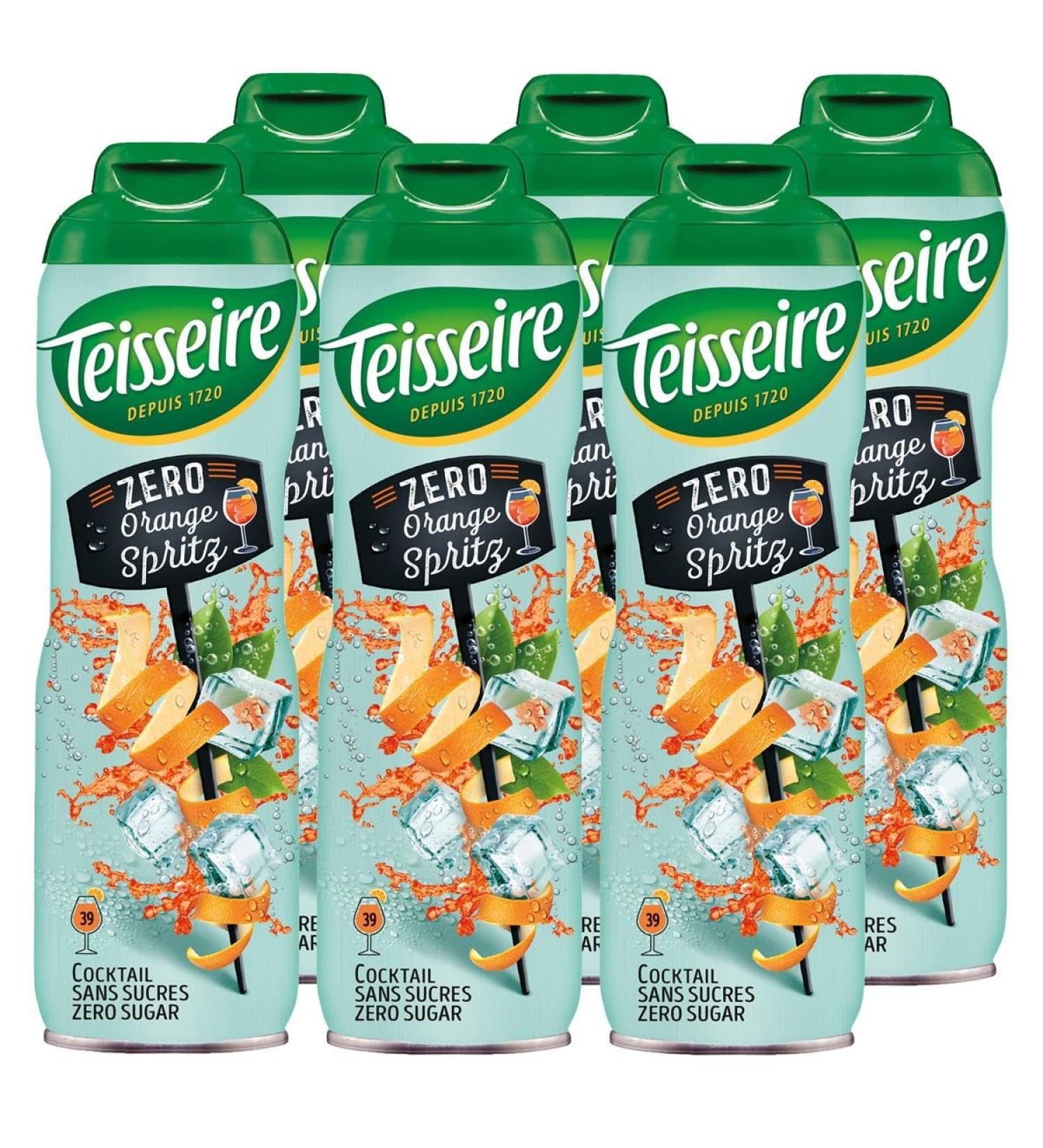 Teisseire Orange Spritz Zero - Non-Alcoholic Soft Drink | Authentic Orange Cocktail Flavor | 6x600 ml - International Shipping Available - Buy Online on GoSupps.com
