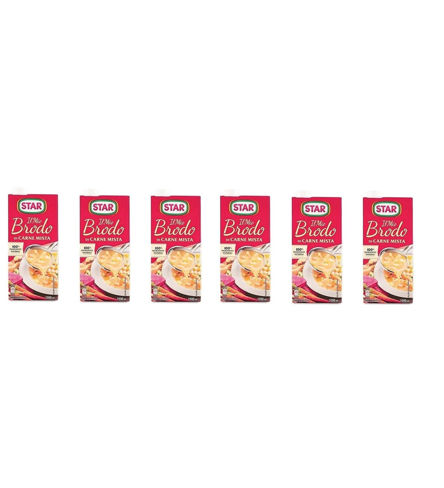 Star Star Brodo Carne Mista Pack of 6 Mixed Liquid Meat Stocks 1 L