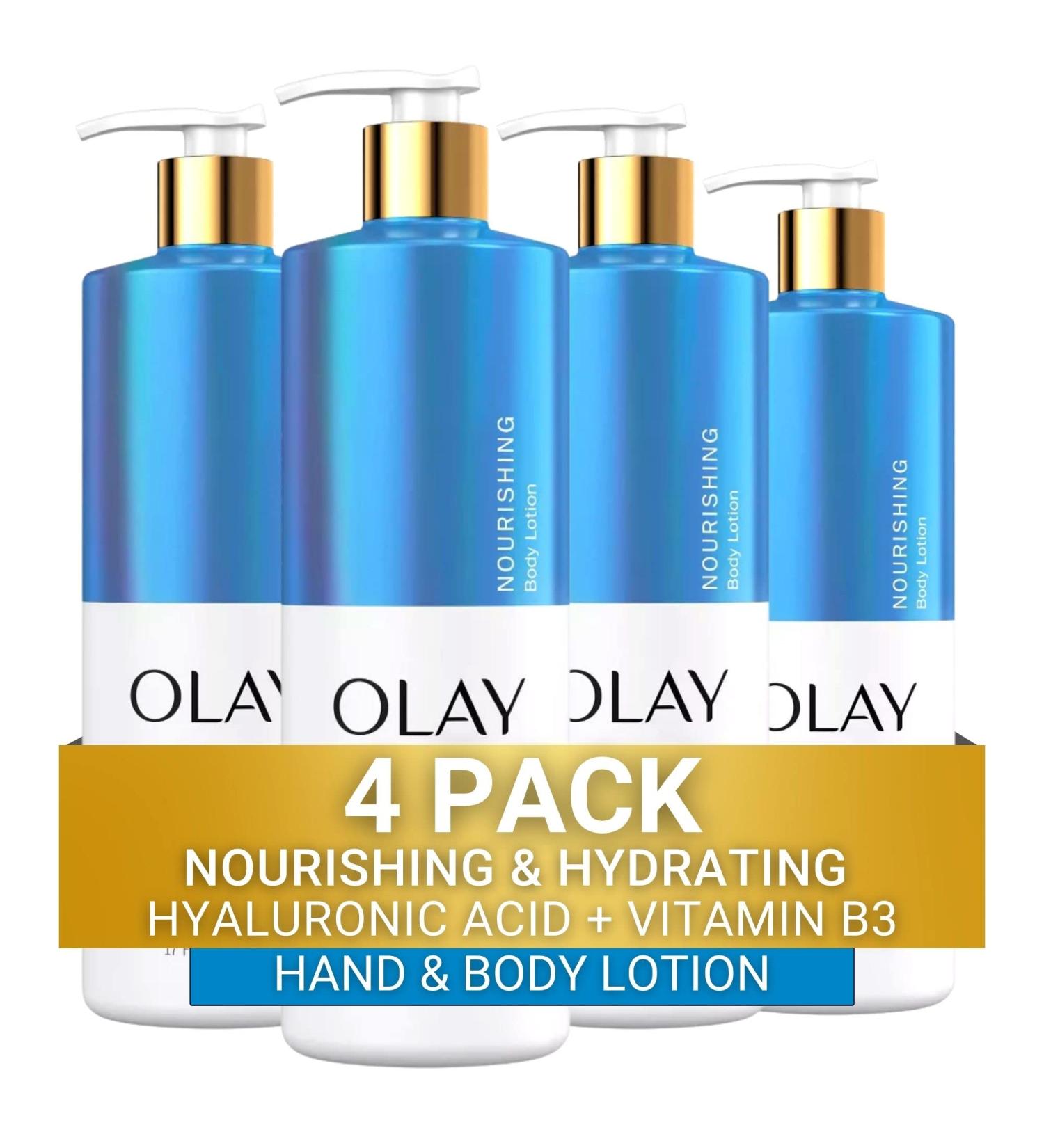 Olay Nourishing Body Lotion - Hydrating Formula with Hyaluronic Acid 17 fl oz (Pack of 4) - Buy Online on GoSupps.com