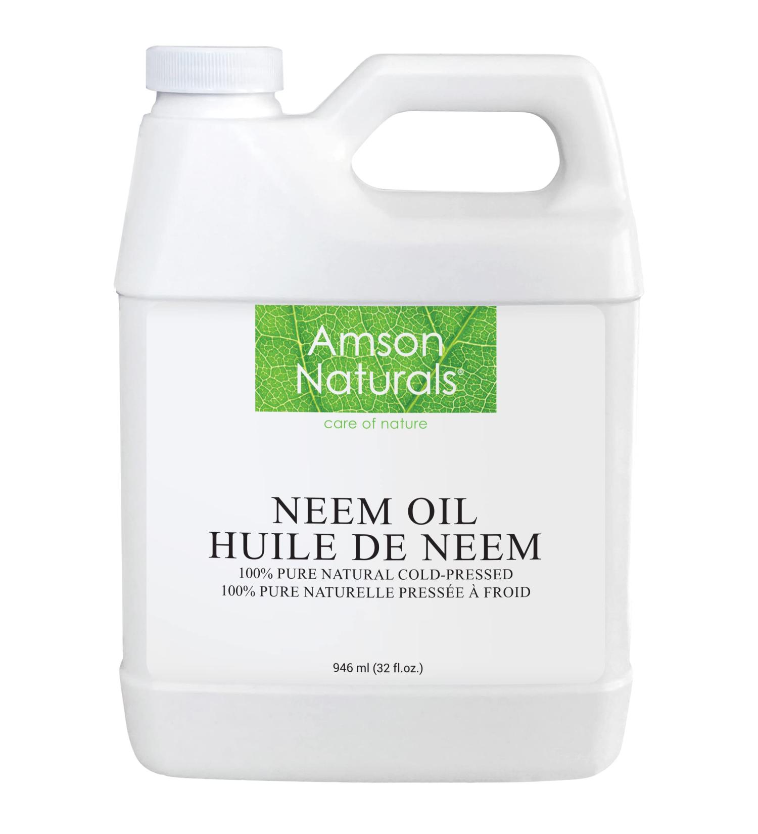 Neem Oil 32 oz / 946 ml - 100% Pure & Natural Cold Pressed Multiple uses DIY recipes Amson Naturals. - Buy Online on GoSupps.com