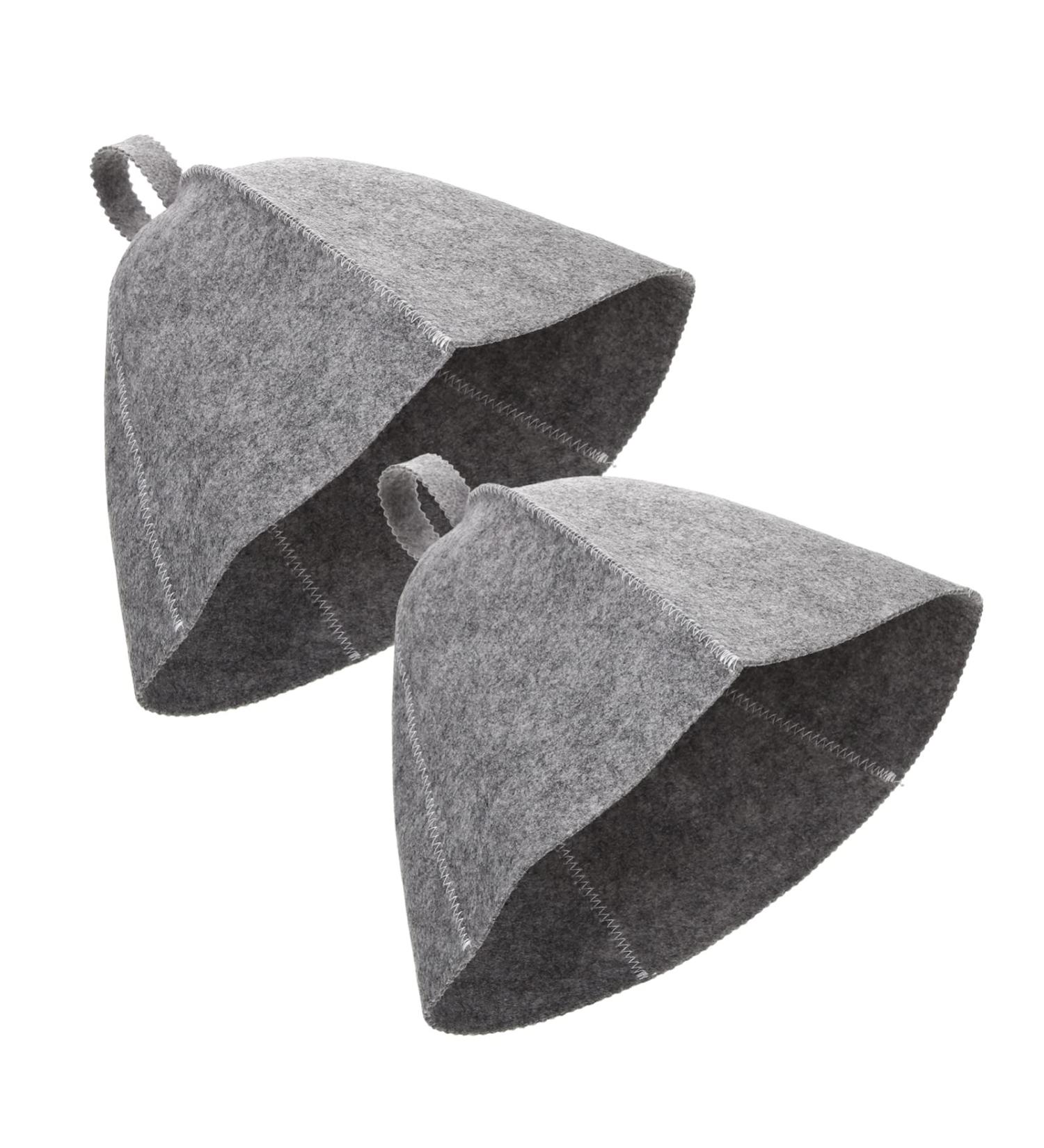 Sauna Hat Cap for Men & Women - Felt Bath Headscarf & Shower Cap - 2 Pieces Gray Sauna Accessories - Buy Online on GoSupps.com
