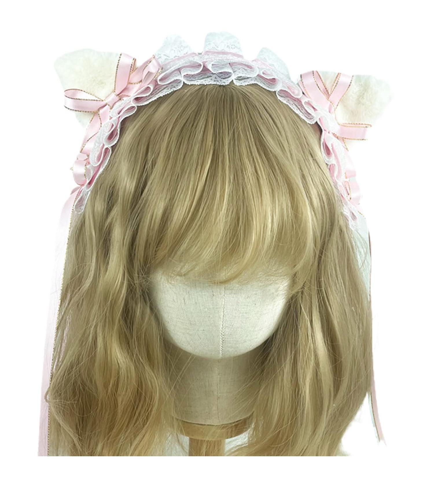 JSGHGDF Accessories Women Washing Face Hairband Pleated Laces r Cat Ear Shape Headbands Hair Hoop r Girls Pink - Buy Online on GoSupps.com