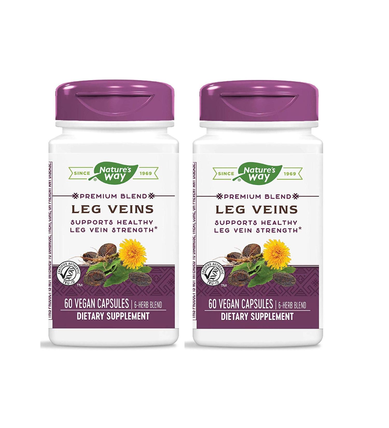 Buy Nature's Way Leg Veins - Premium Horse Chestnut Butcher's Broom & Vitamin C - 60 Vegan Capsules for Healthy Circulation - Buy Online on GoSupps.com