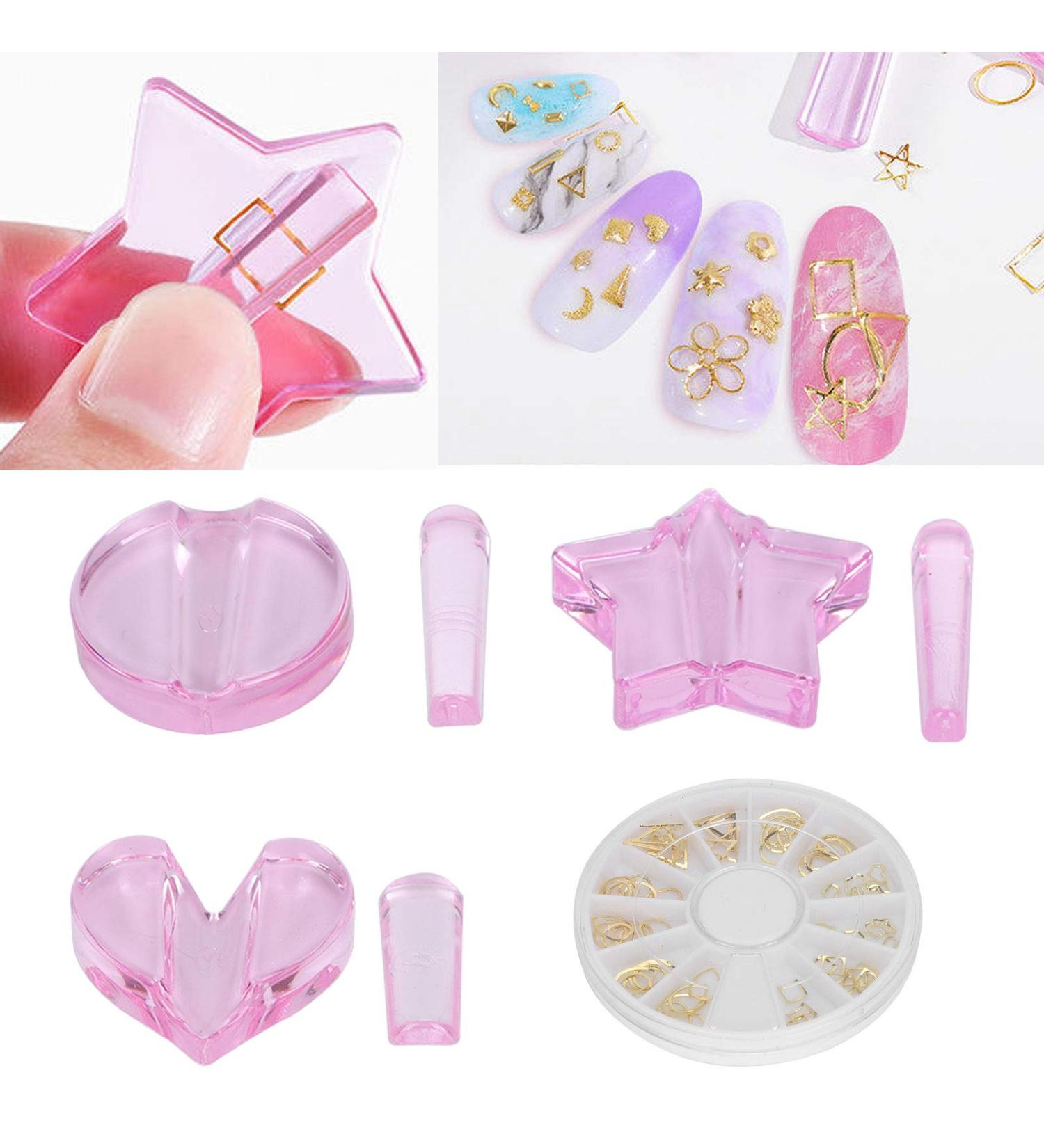 Embossed Mold Nail Tools Nail Charm Mold Gold Stickers Decals Decoration Embellishment Bending Supplies Heart Shape Nail Art Equipments Metal Frame Bending Curve Shaping Press Tools - Buy Online on GoSupps.com