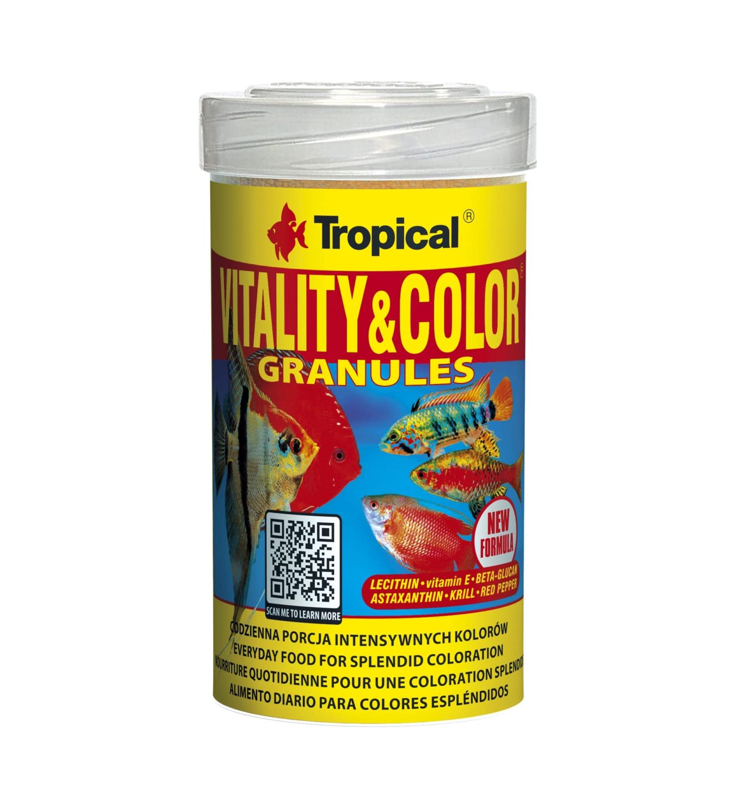 Vitality&Color GRANULES 100ml / 55g - Color Enhancing and Revitalizing Granulated Fish Food for Daily Use